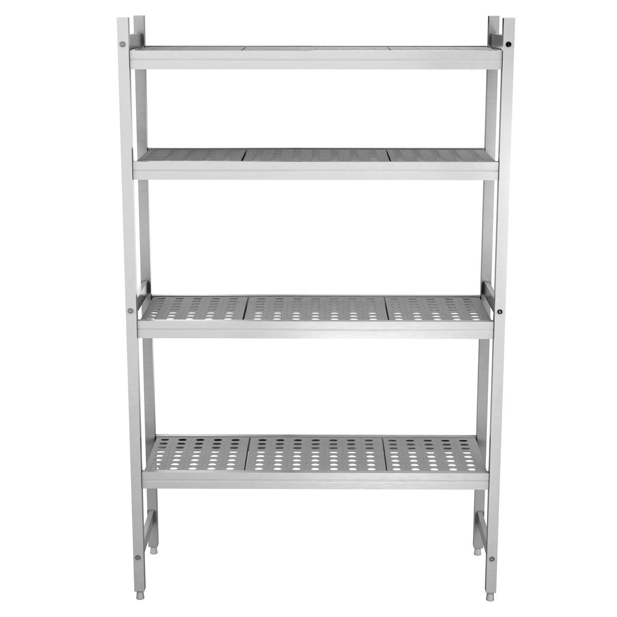 Scaffale in alluminio anodizzato - 1070x1800mm - Profondità: 360mm - con 4 ripiani (REGOLABILI) - Portata: 120kg per ripiano