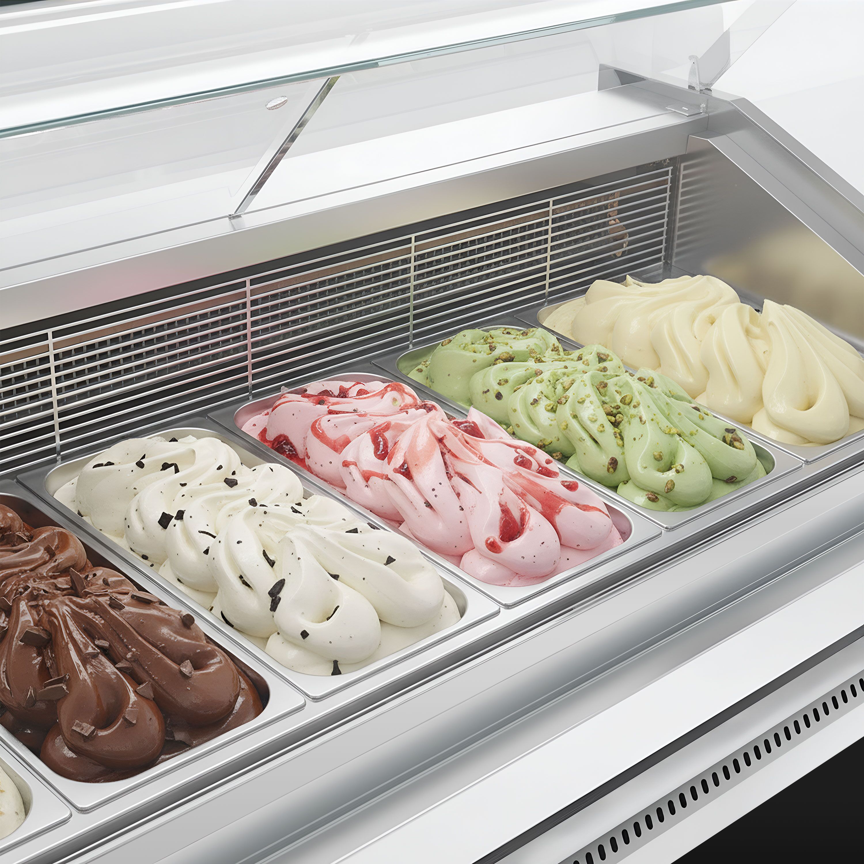 Vitrine à glace LEVI – 1310 mm – refroidissement statique – pour 7+7 bacs à glace de 5 litres – Noir