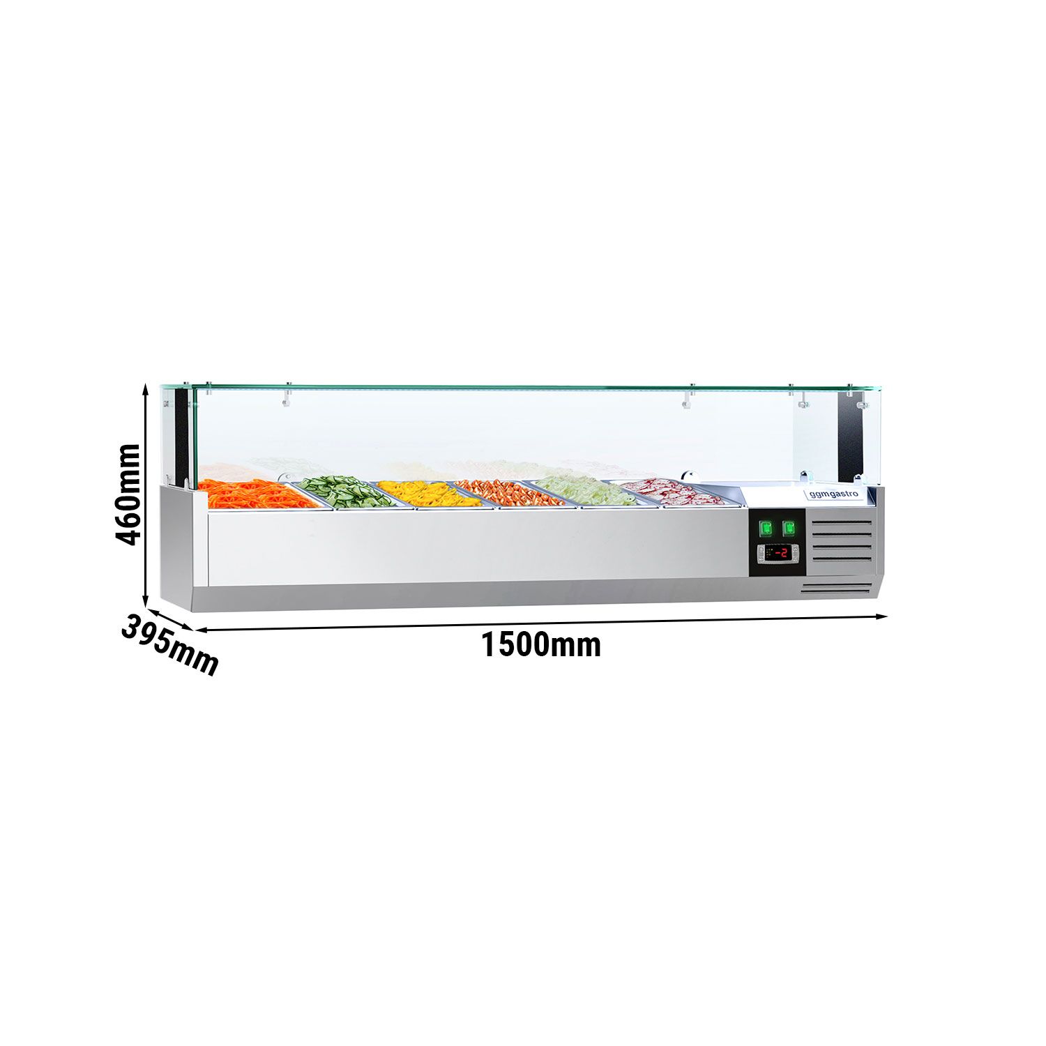 Vitrine Réfrigérée à Ingrédients PREMIUM avec éclairage LED - 1500x395mm - 5x GN 1/3 + 1x GN 1/2