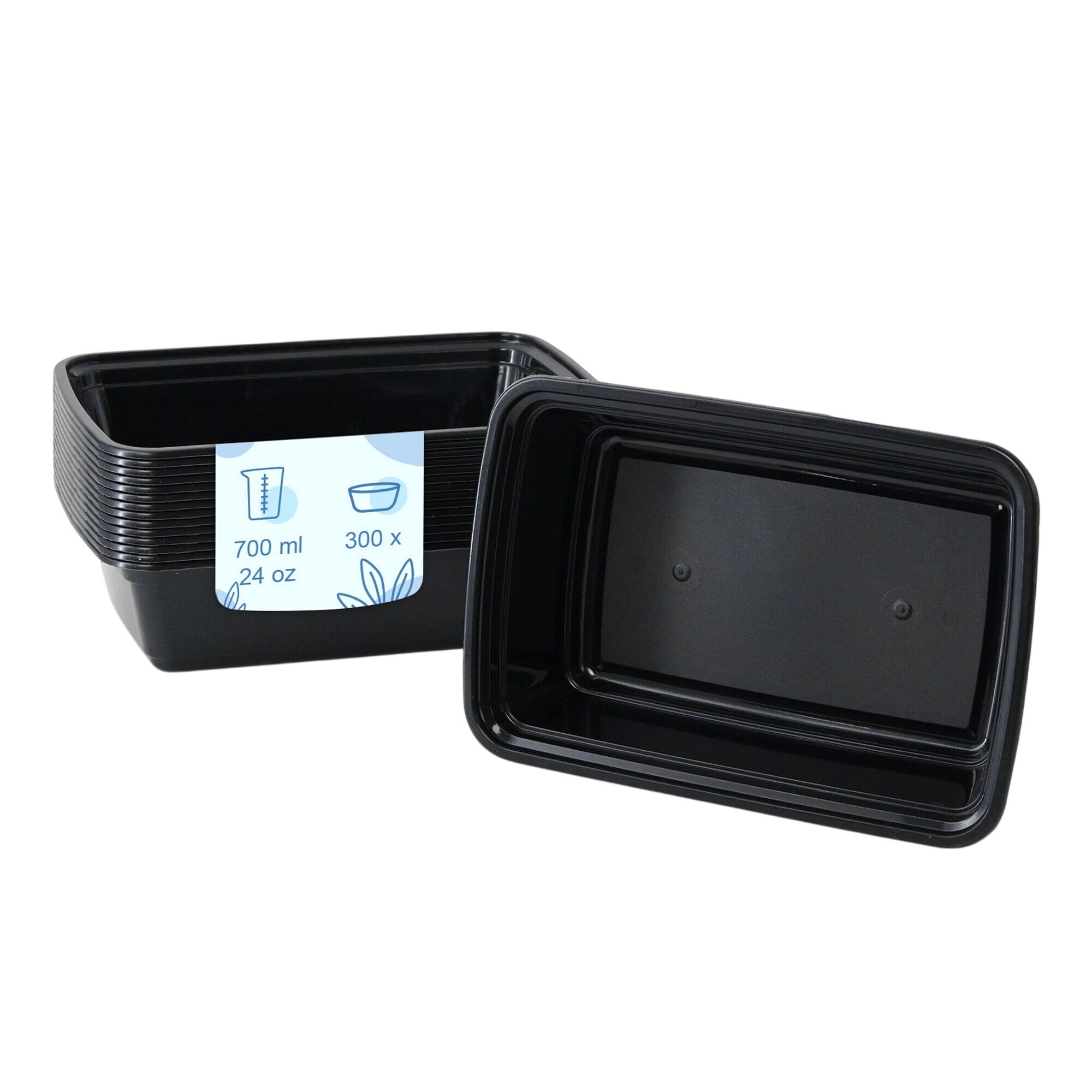 (300 pcs) Barquette réutilisable - 700ml - Rectangulaire - Noir
