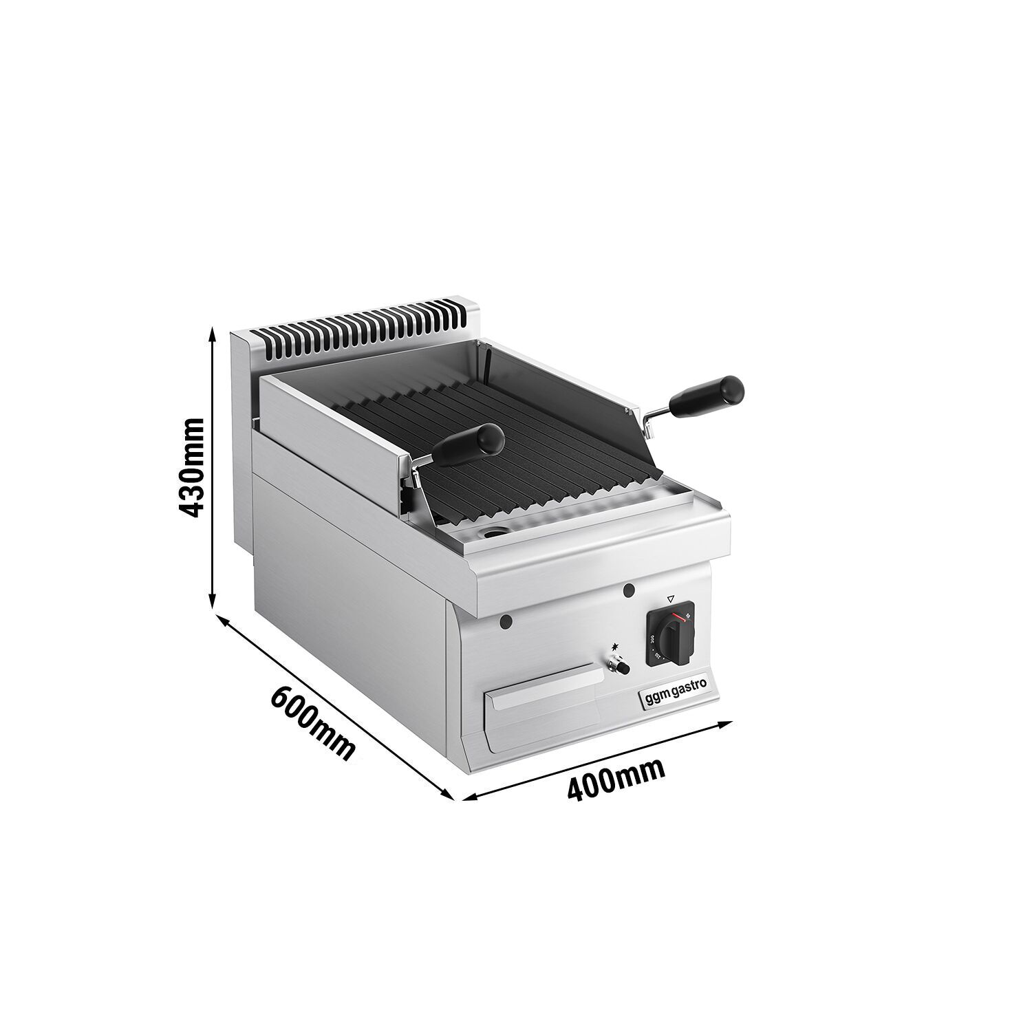 Grill à pierre de lave à gaz – 5,5 kW – grille inclinable