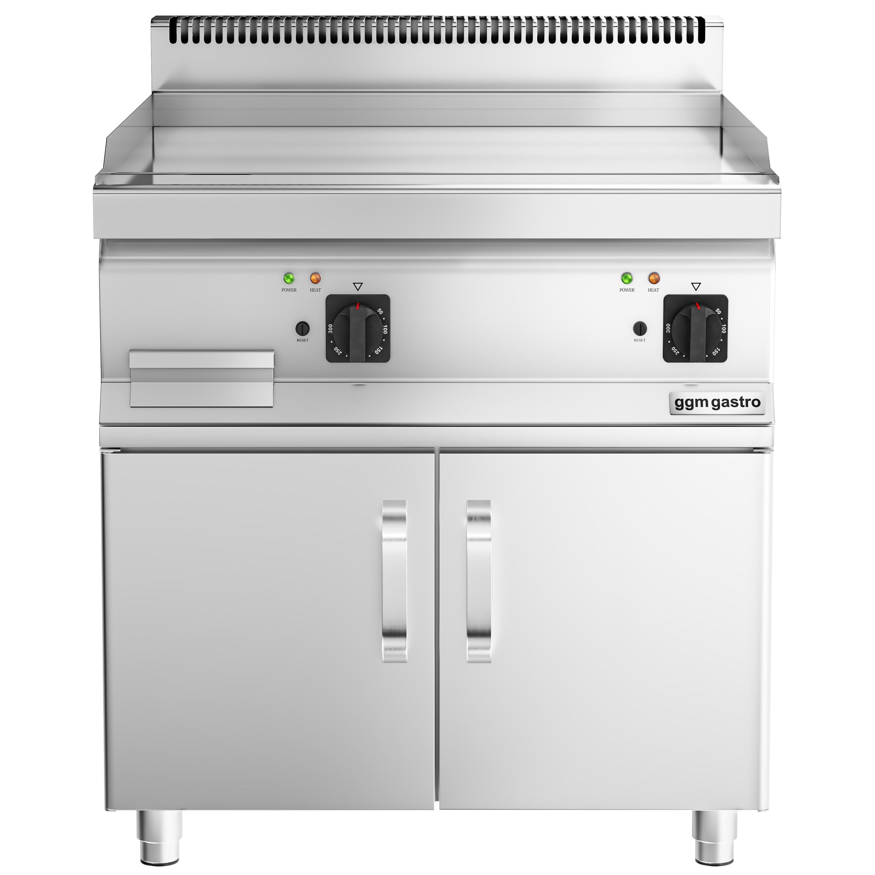 Plaque de cuisson électrique avec revêtement en chrome dur - 9 kW - lisse - incl. soubassement avec 2 portes