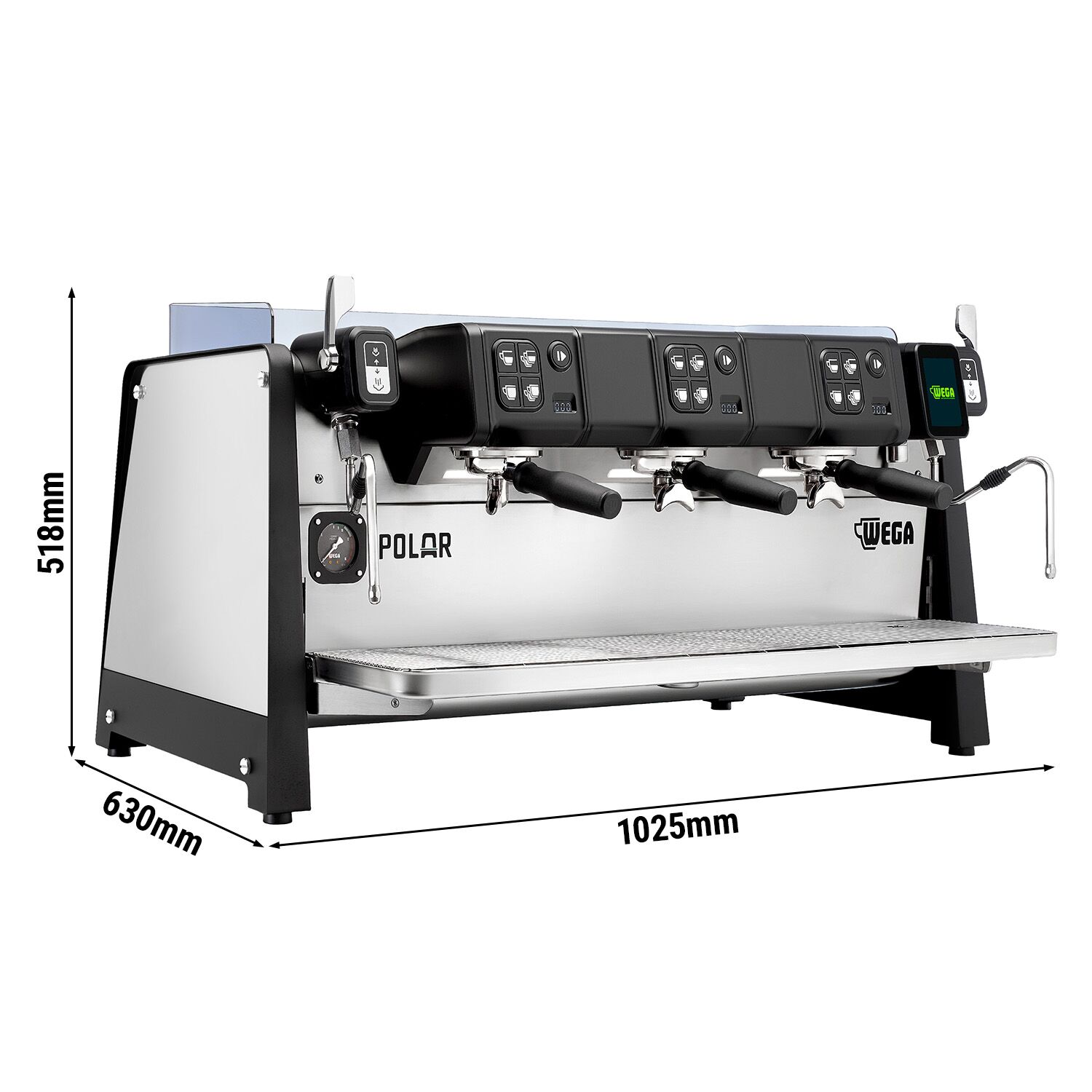 WEGA | Polar - Siebträgermaschine - 3 Gruppig - 6,9 kW - mit Shot Counter - Touch - Edelstahl