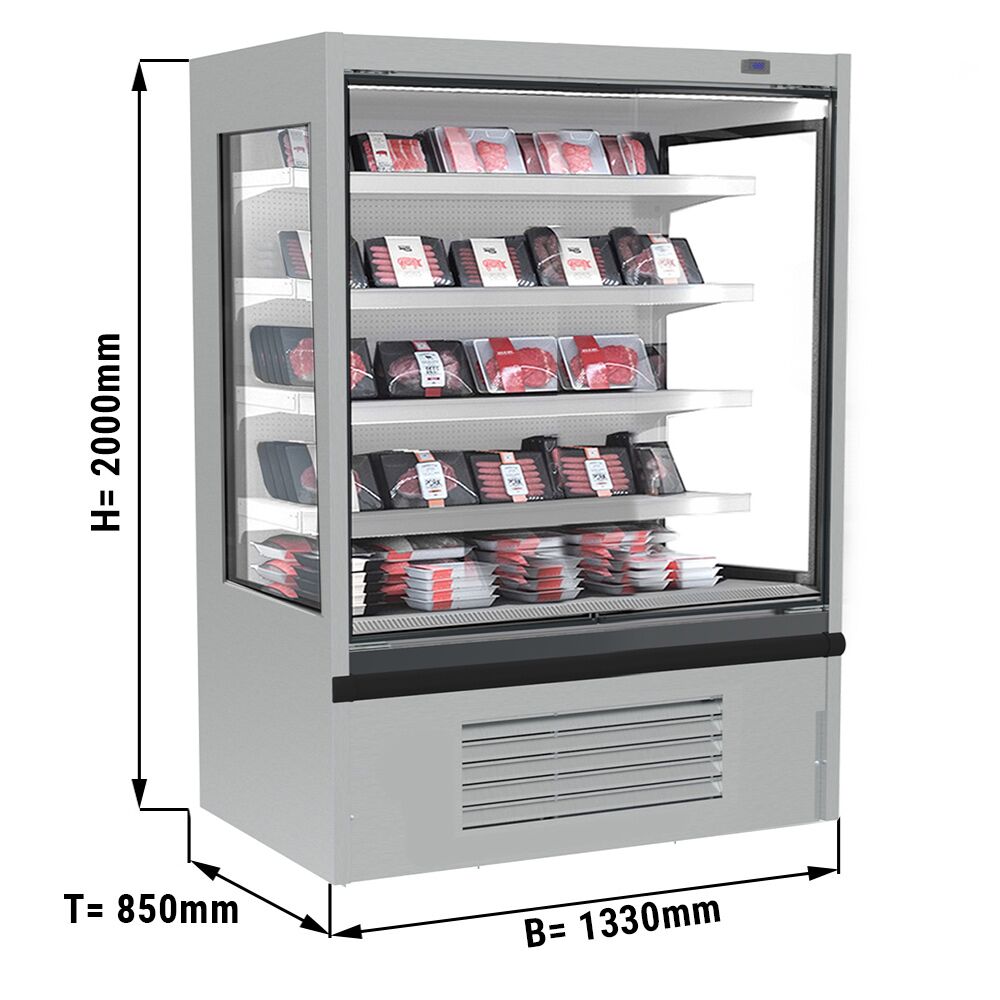 Commercial multideck display fridge - Open front - 1330mm - 470L - with 4 shelves - incl. night blind
