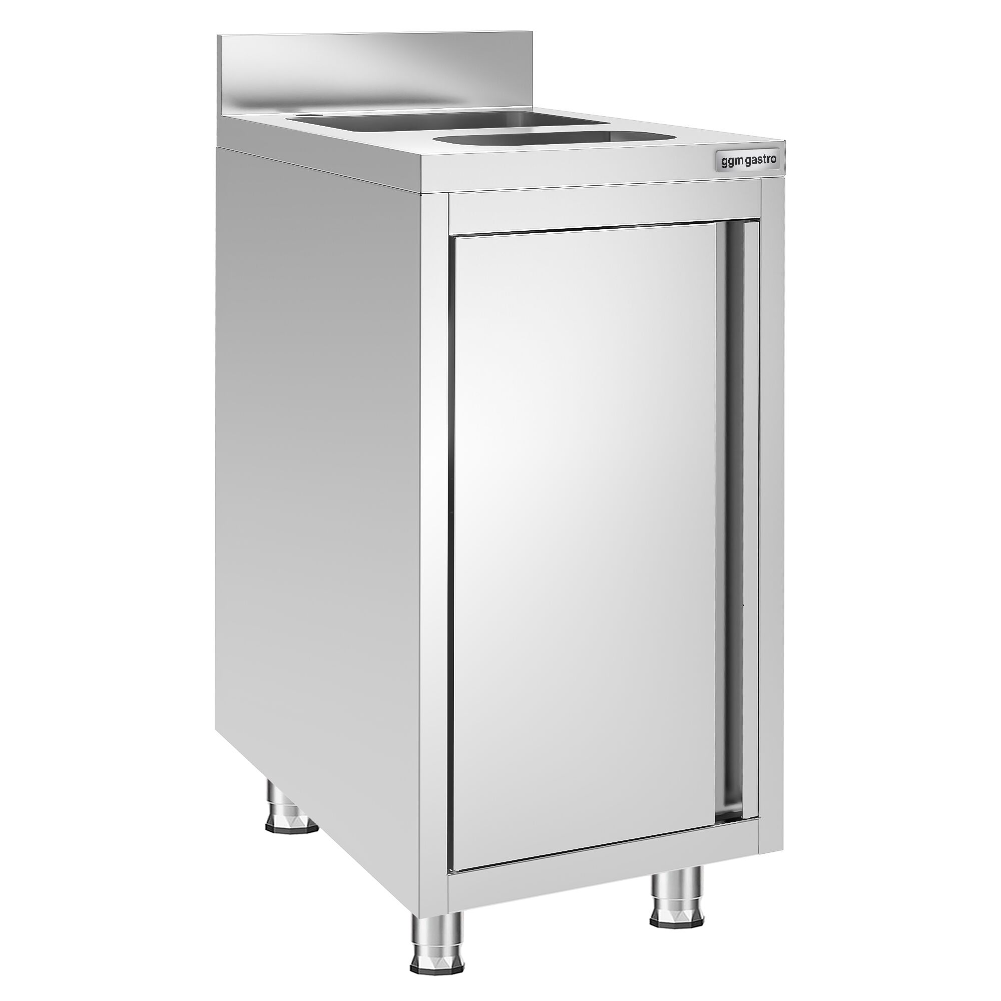 Fregadero industrial con mueble de acero inoxidable - 400x600mm - con papelera y 1 seno