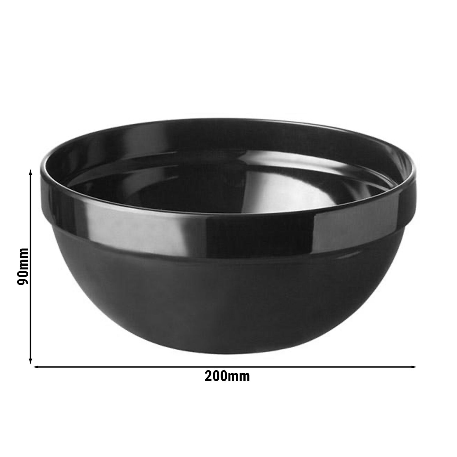 (6 pcs) Coupe - CASUAL MAXI - Mélamine - 1,8L - carré - lot de 6 - 200x200mm - Profondeur : 90mm - Noir