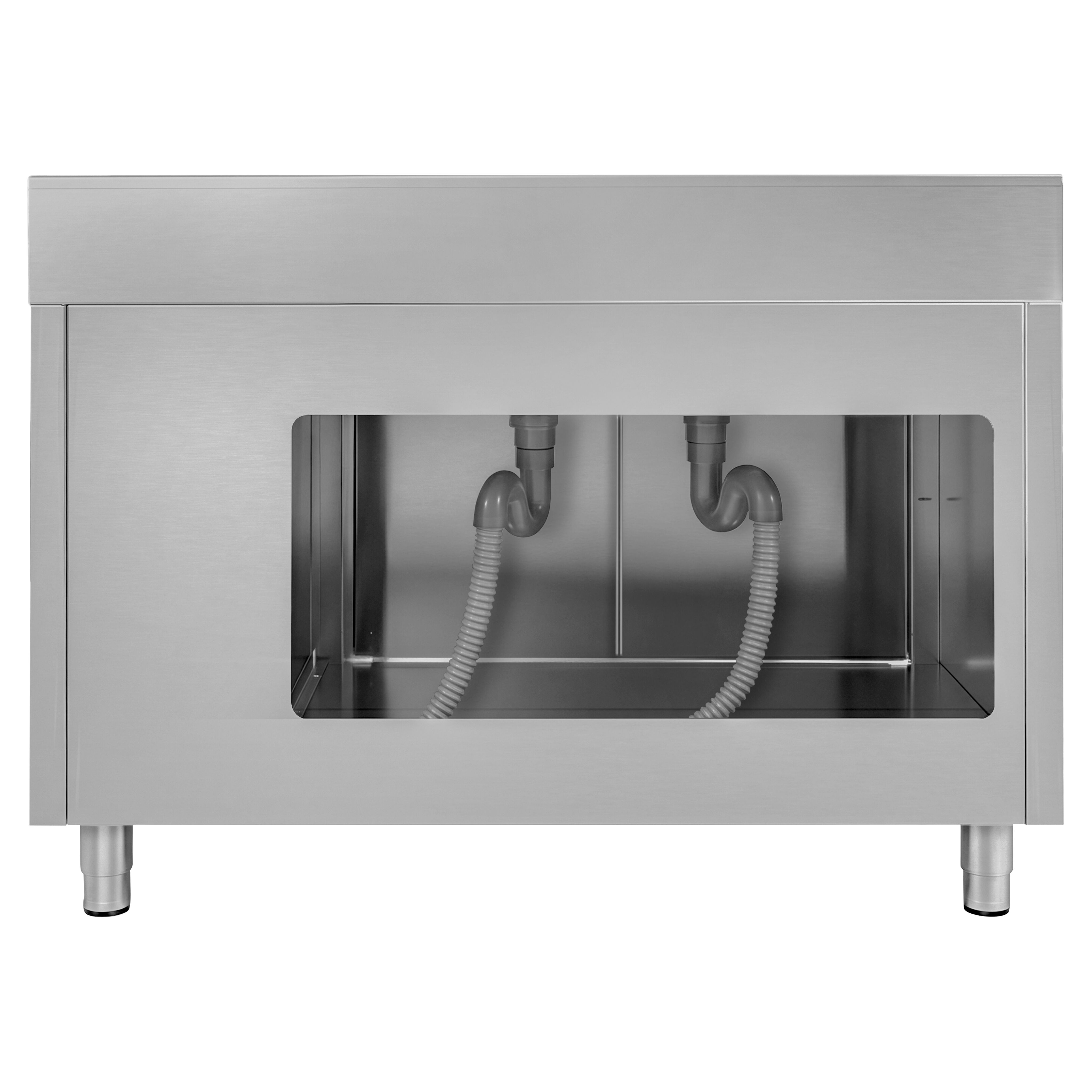 Diskbänk med underskåp ECO - i rostfritt stål - 1600x600 mm - 2 hoar - vänster - 3 lådor