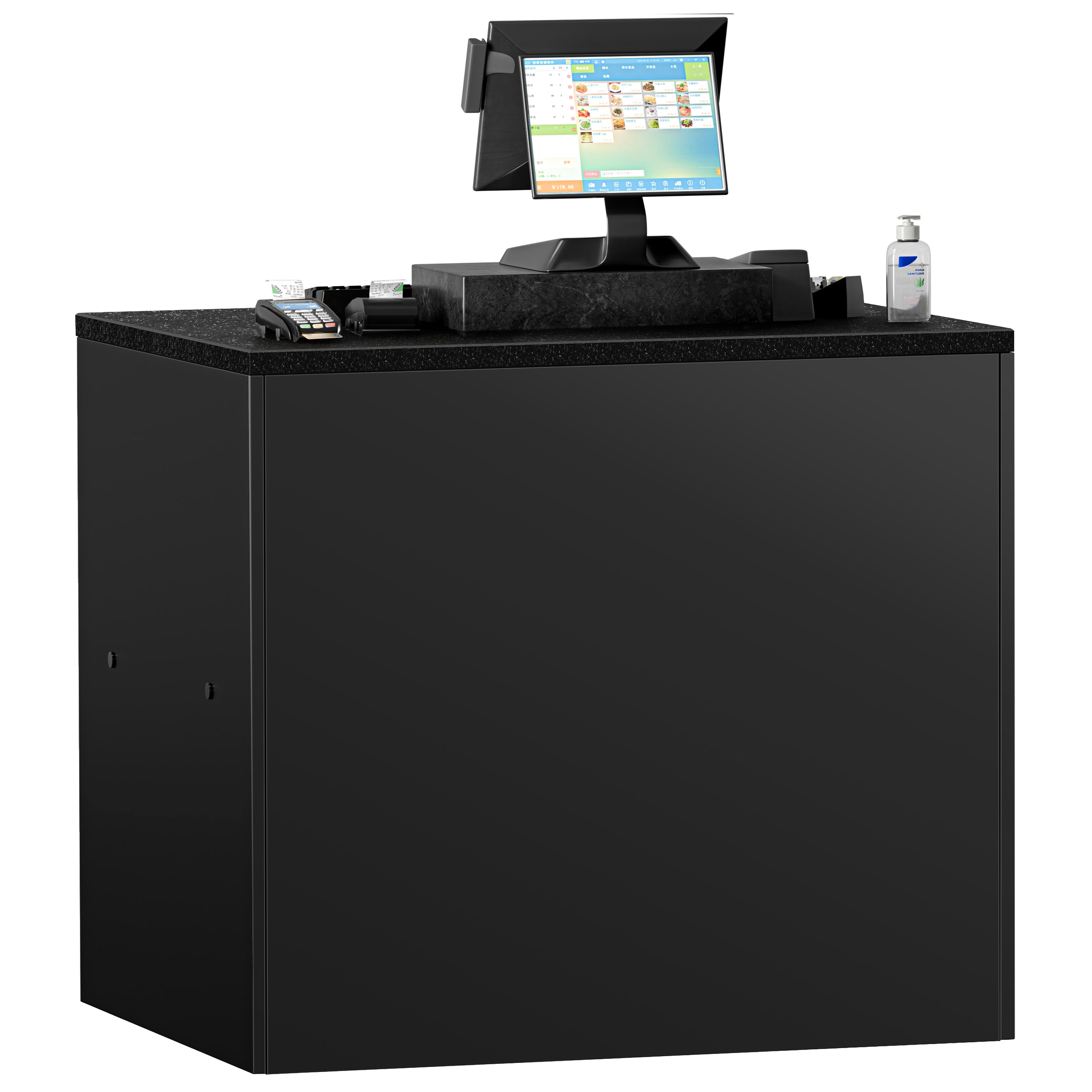 Table de caisse MADRID – 1000 mm – plan de travail en marbre Noir – Noir mat