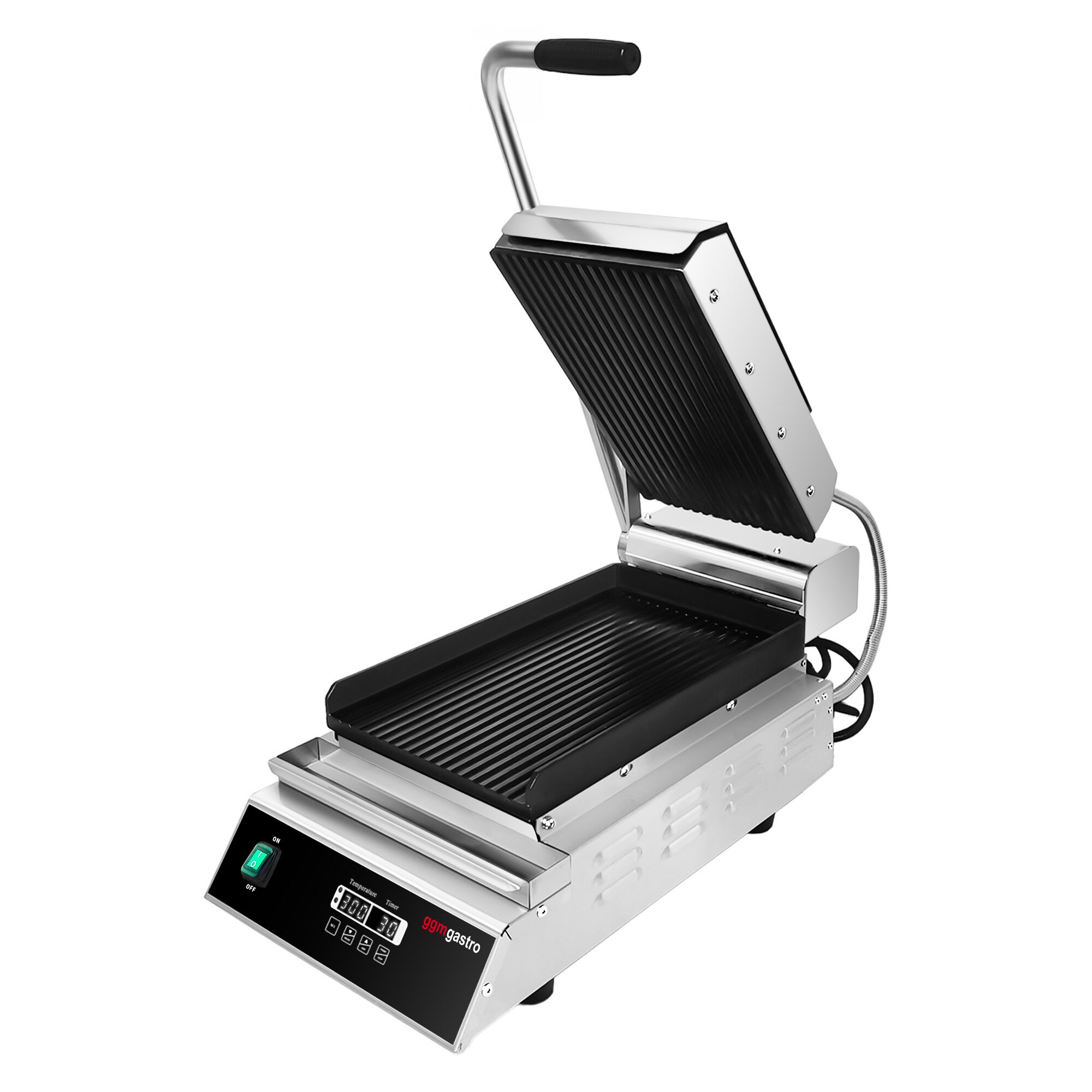 Presse à Panini / Gril de contact - 2,8kW - Automatique - Plaques rainurées - Surface de cuisson : 223x380mm
