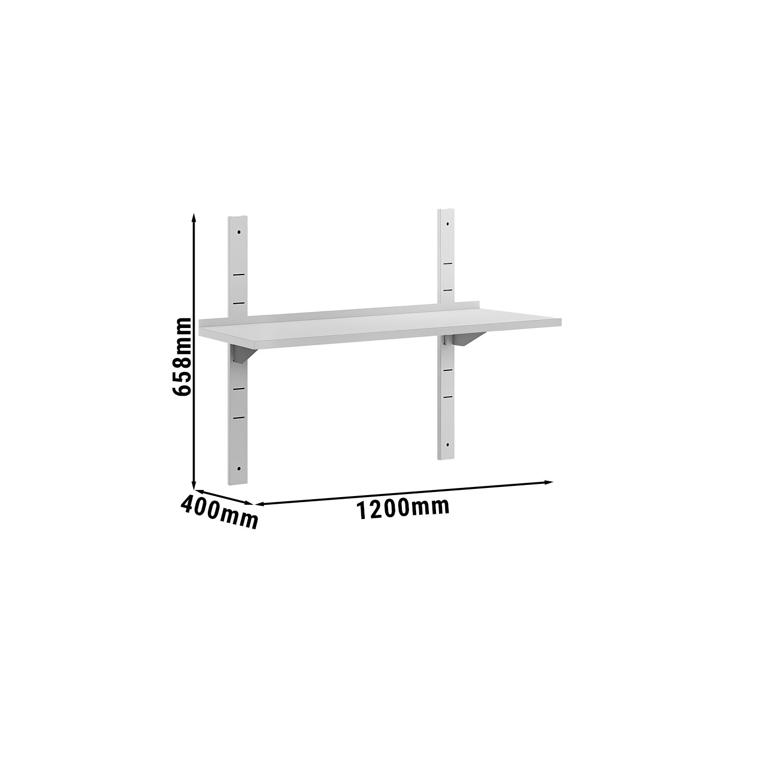 Étagère murale ECO en inox - 1200 × 400 mm - avec 1 étage
