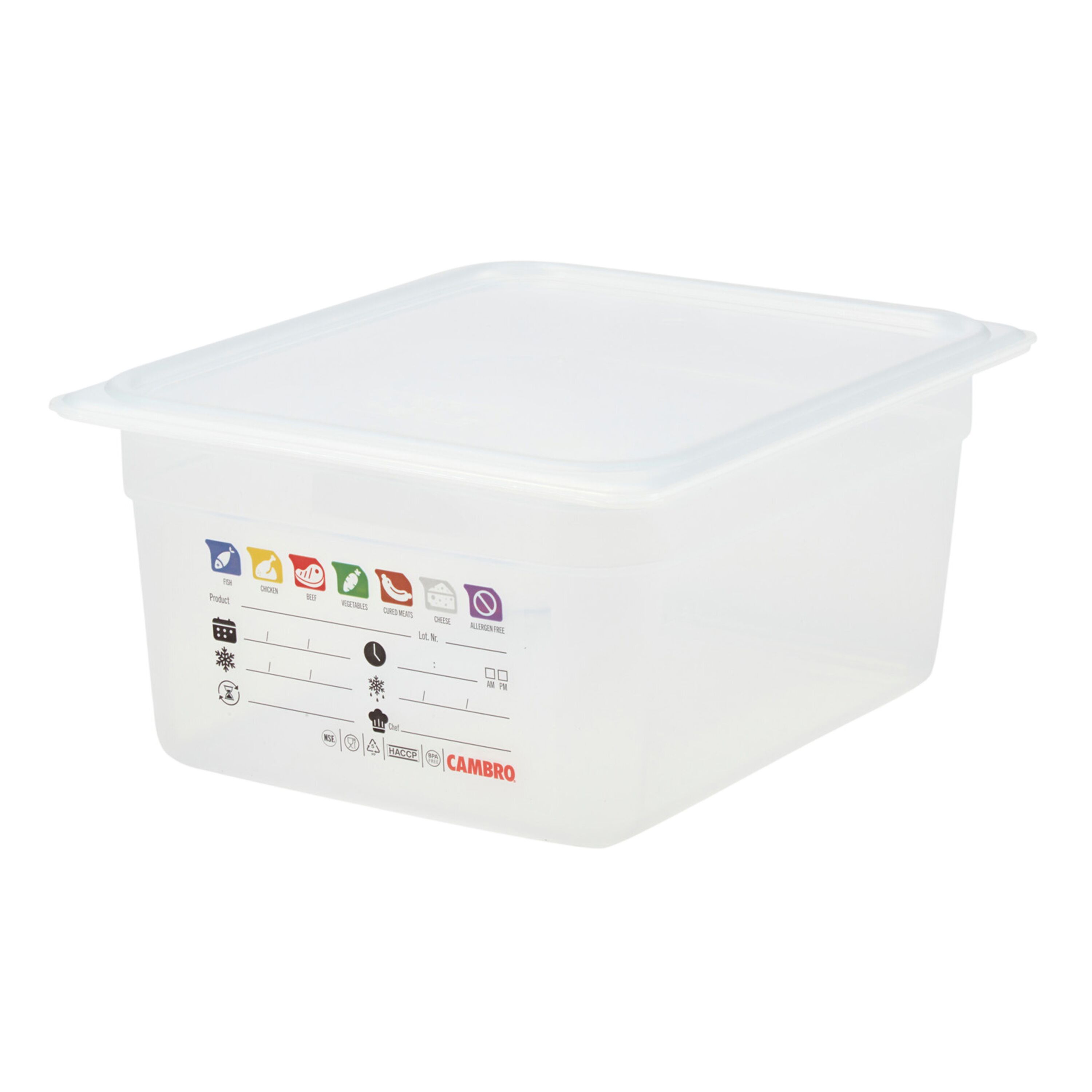 (6 pièces) CAMBRO | SafeTrak - Récipients en polypropylène GN 1/2 - laiteux - Hauteur : 150mm