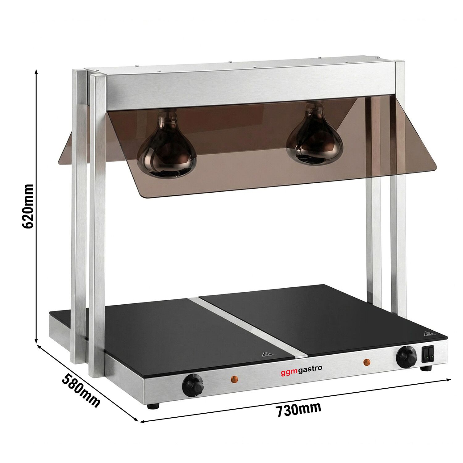 Plaque chauffante avec surface en vitrocéramique - 1,07 kW - avec 2 lampes chauffantes infrarouges
