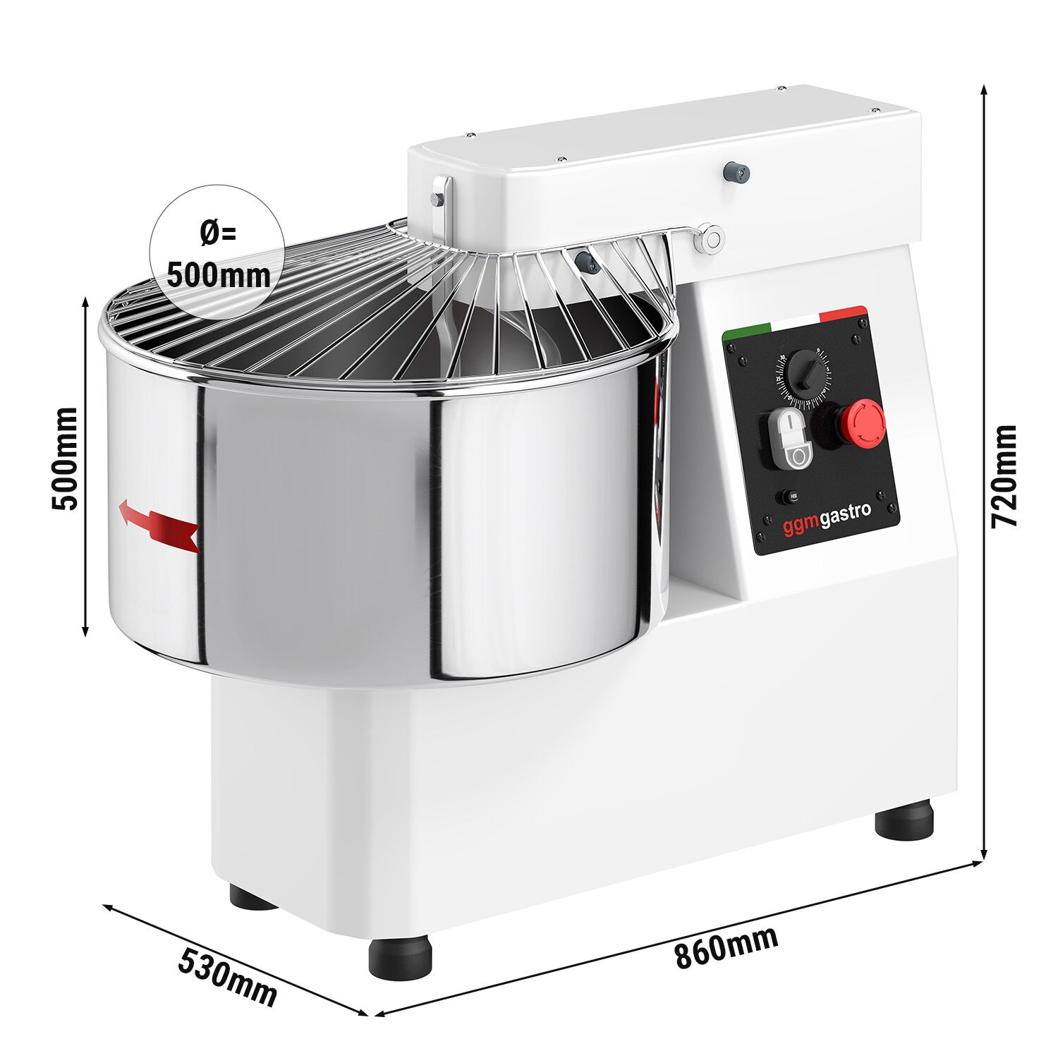 Pétrin à Pâte / Pétrin à spirale - 53 Litres / 44 kg - avec Cuve Fixe - Fonction Minuterie