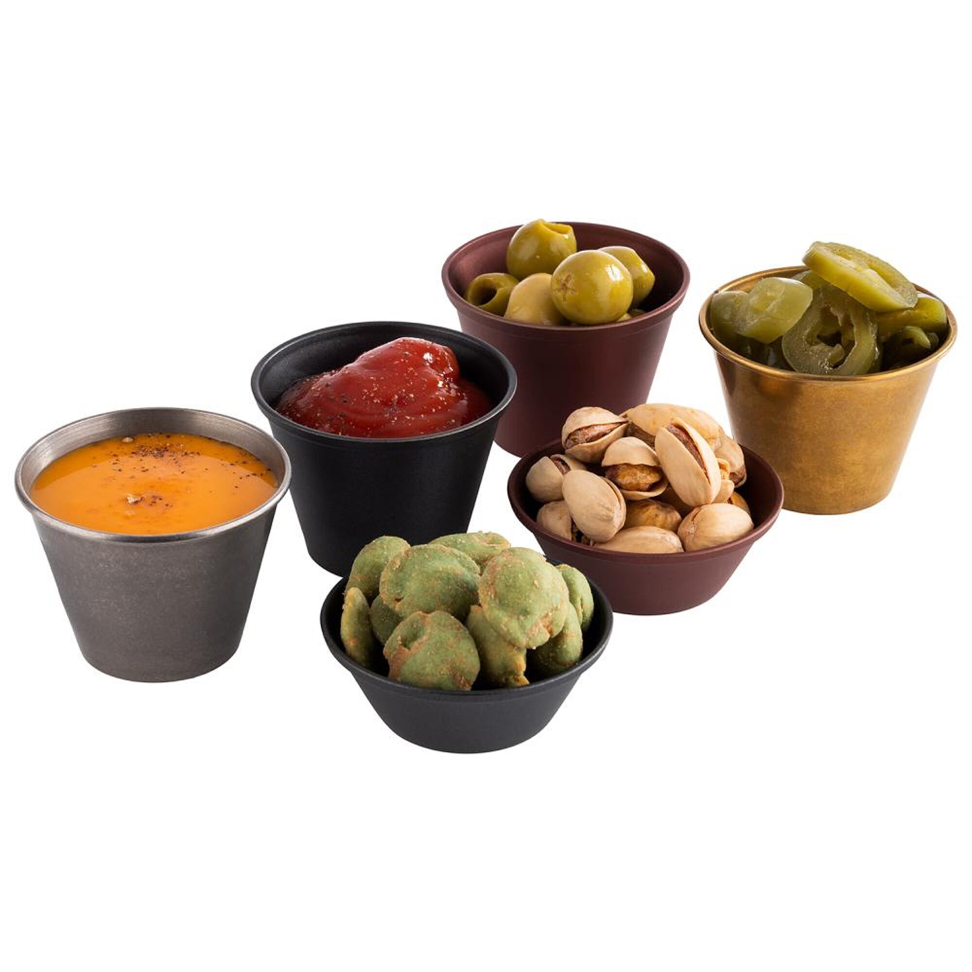 (6 pièces) Coupelles à sauce - lot de 6 - inox - 40 ml - Ø 60 mm - Noir