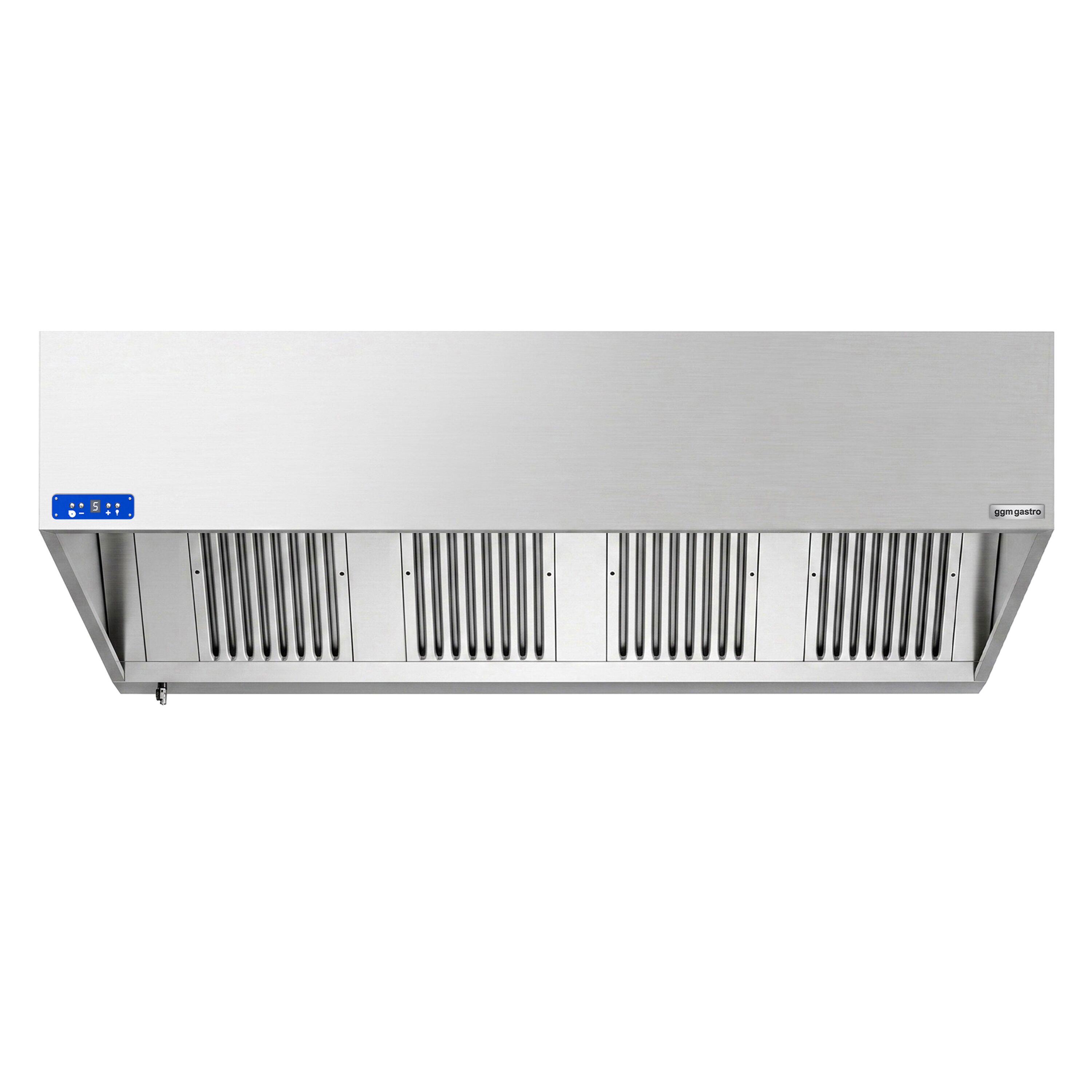 Commercial Wall-Mounted Extractor Hood  with Motor - 2200mm - with Speed Controller, Baffle Filters & Lighting