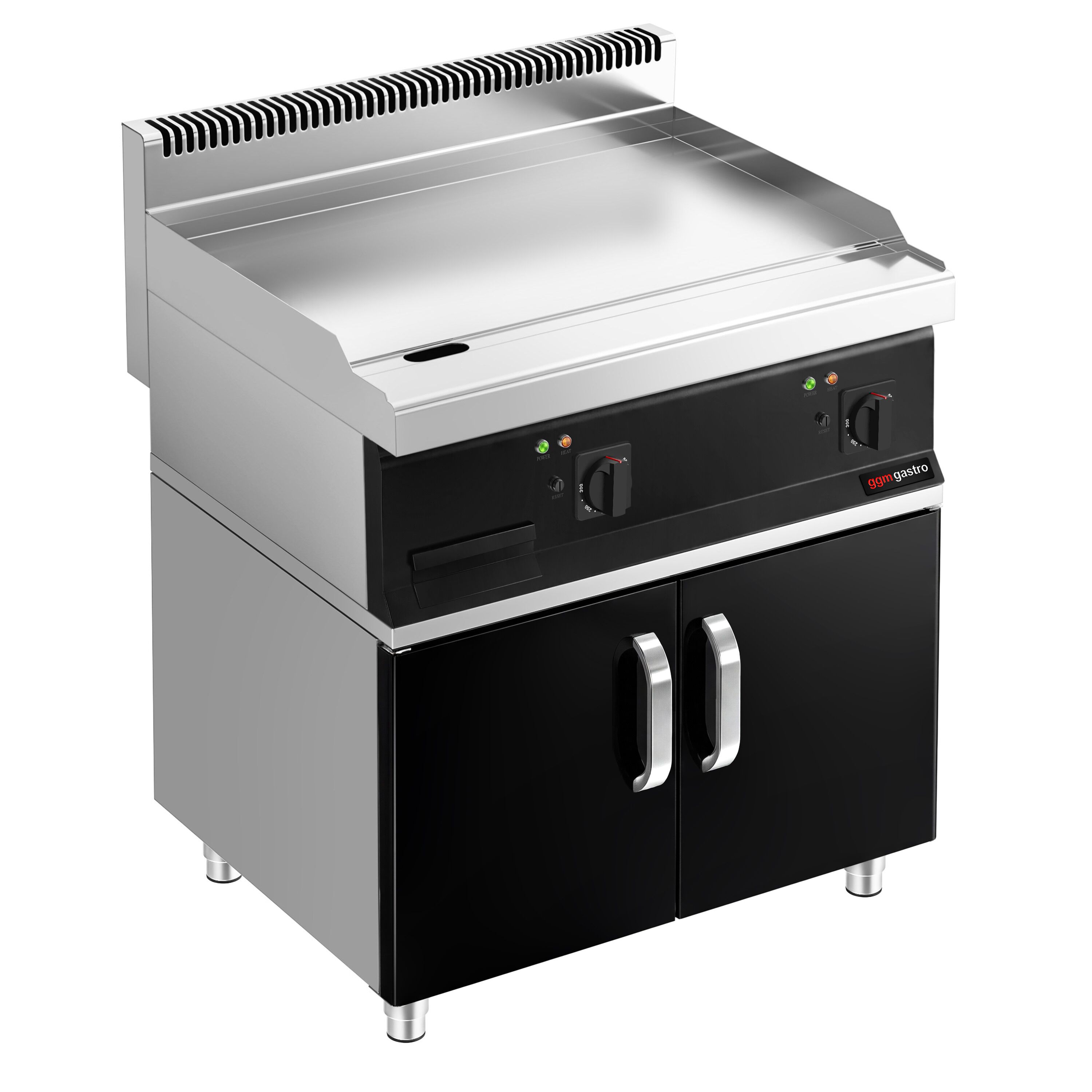 Plancha électrique - plaque acier - 2 zones - 7,1 kW - Lisse - Surface de cuisson : 795x535mm - incl. soubassement avec 2 portes