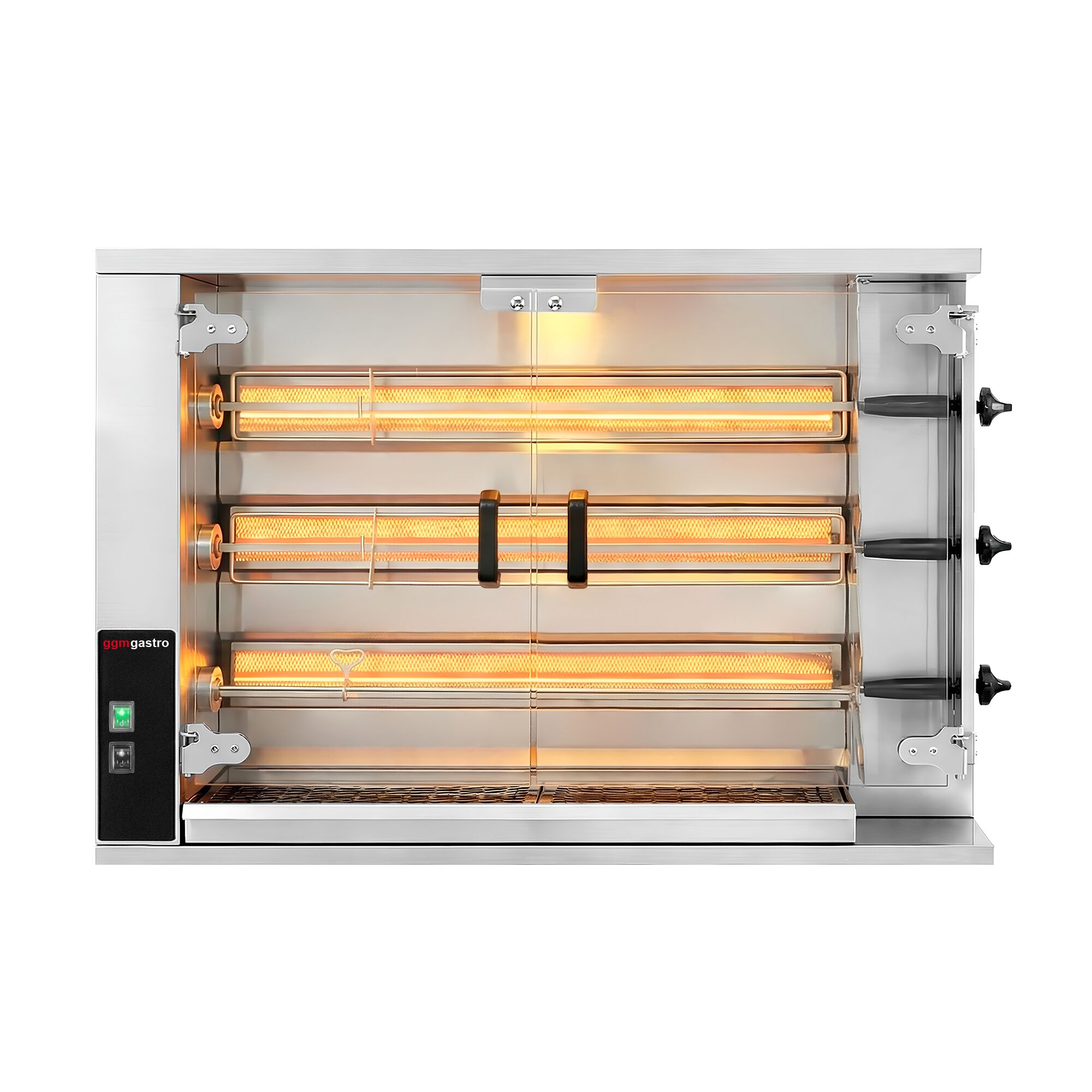 Gaz Rôtissoire à poulets à poser - avec 3 broches pour jusqu’à 15 poulets - 14,1kW