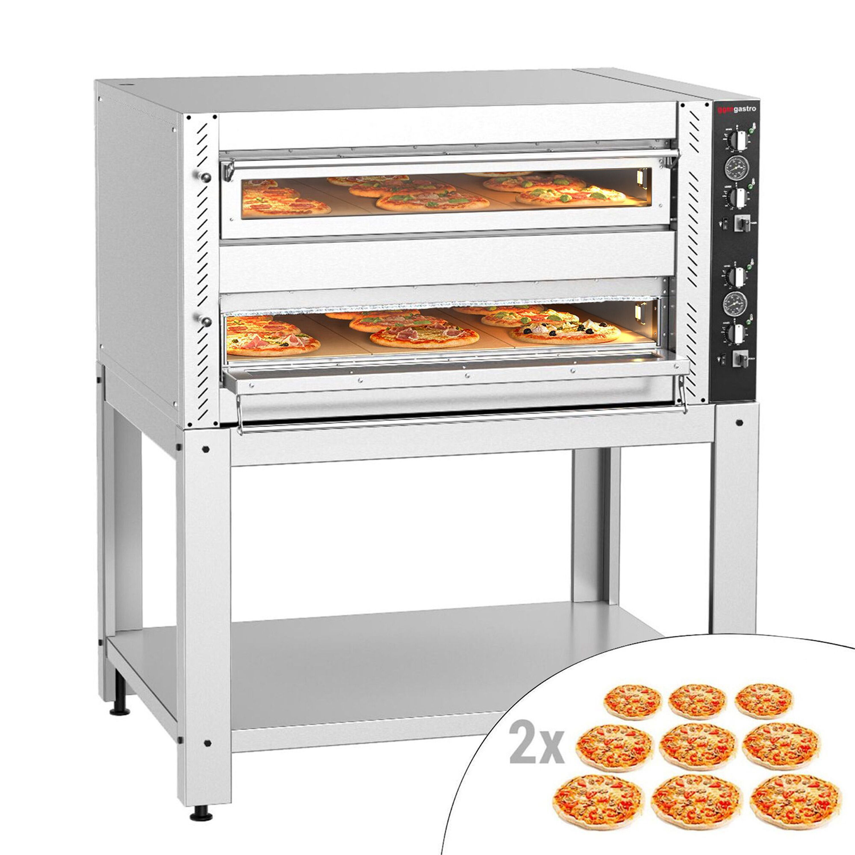 Four à pizza électrique - 9+9x 30 cm - Manuel - incl. support