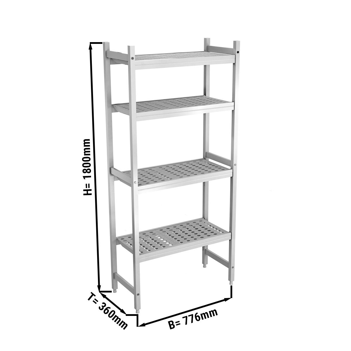 Étagère de base en aluminium - 776 x 1800 mm - Capacité de charge : 600 kg