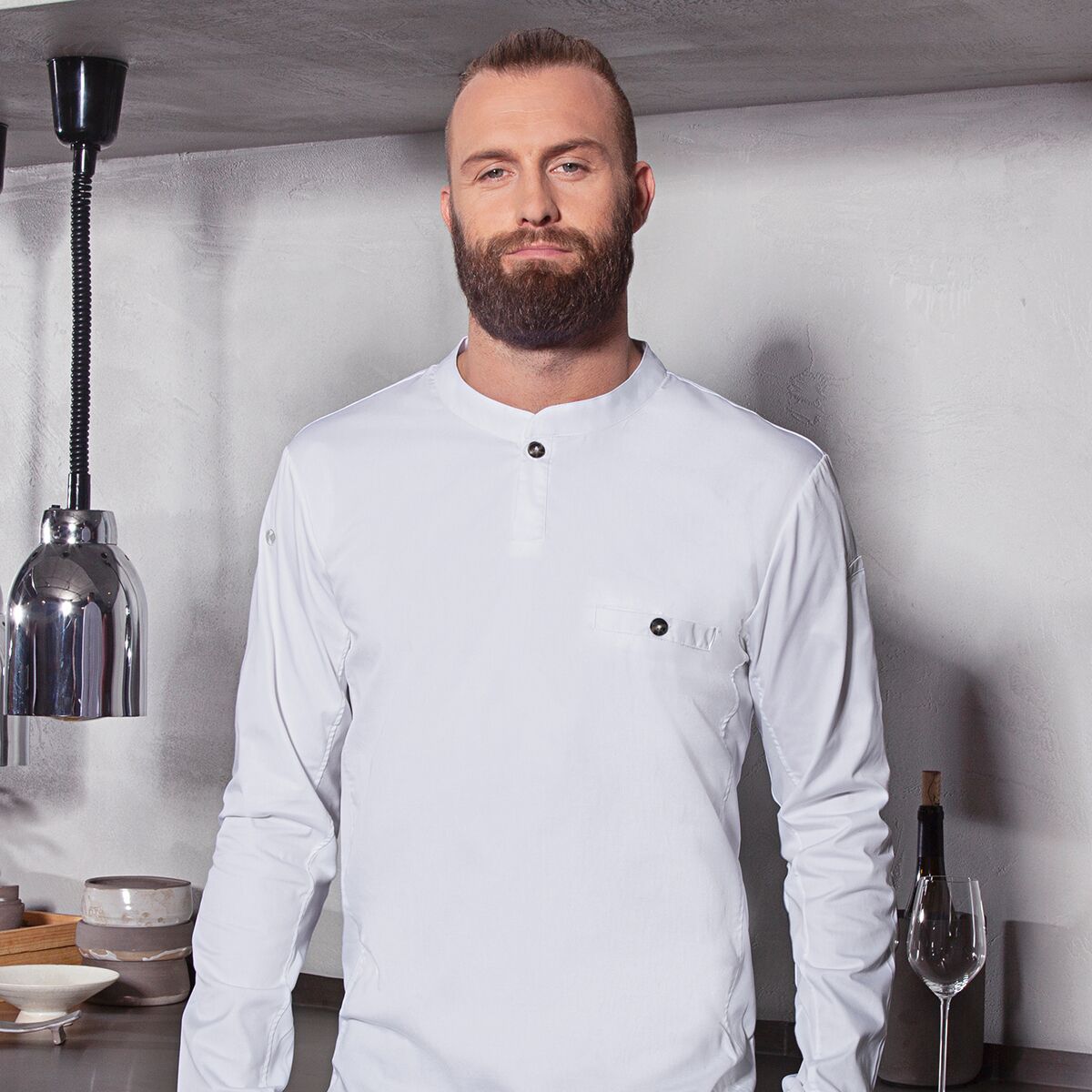 (6 pièces) KARLOWSKY | Chemise de travail manches longues homme Performance - Blanc - Taille : L