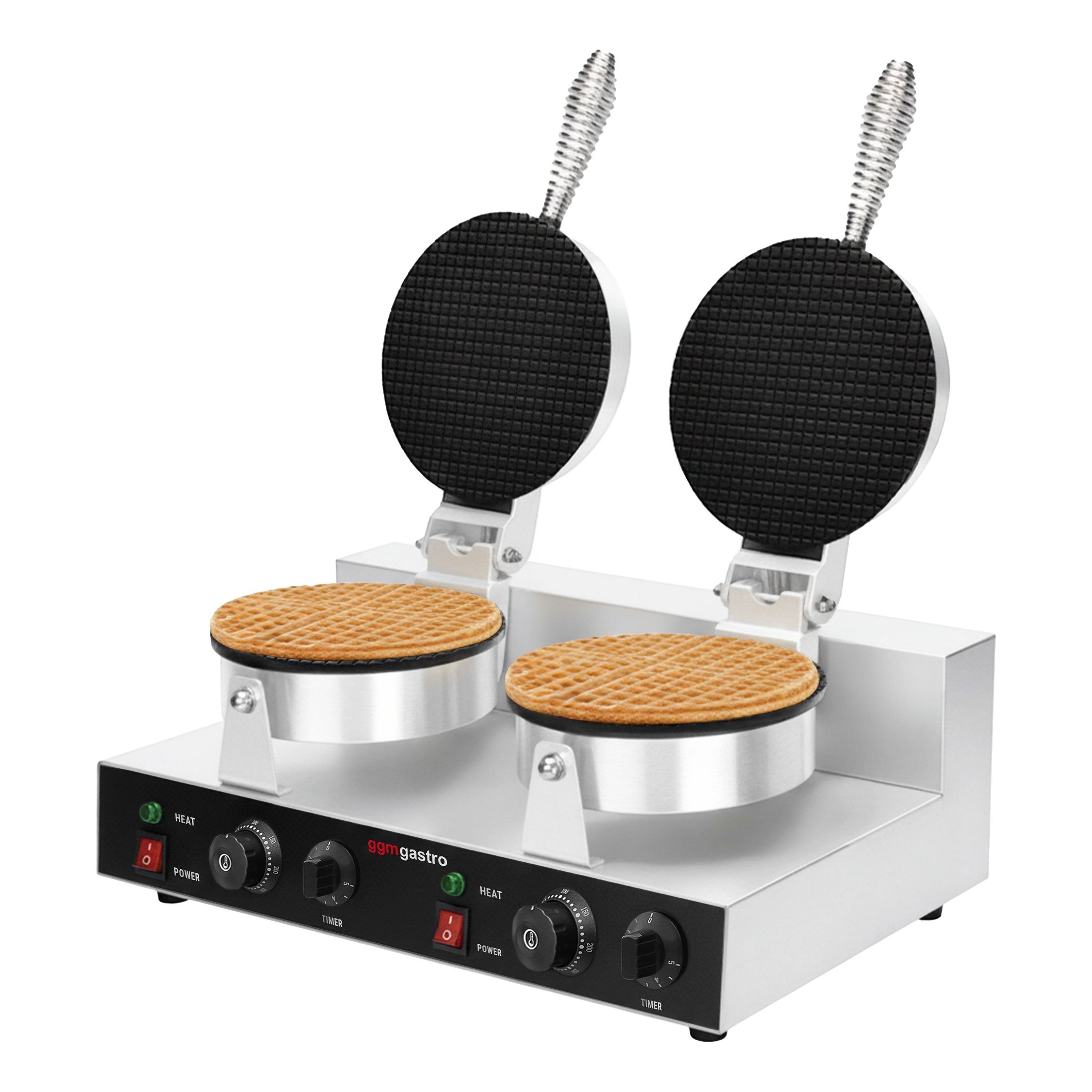 Gaufrier – double – manuel – 2,6 kW – pour cornets de glace – Ø 190 mm