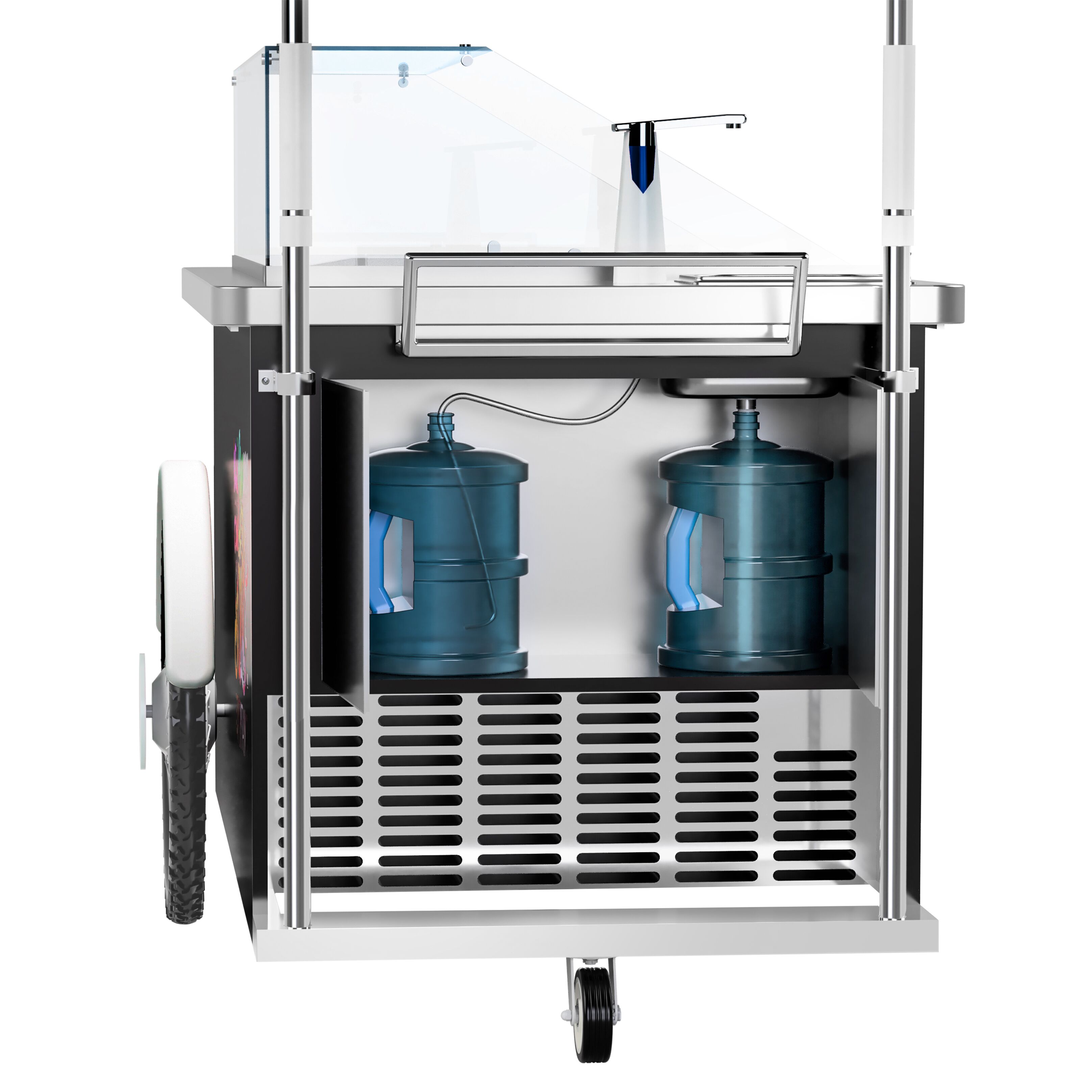 Chariot à glaces - 1570mm - pour 7 bacs Napoli 5 L - avec évier à cuillères
