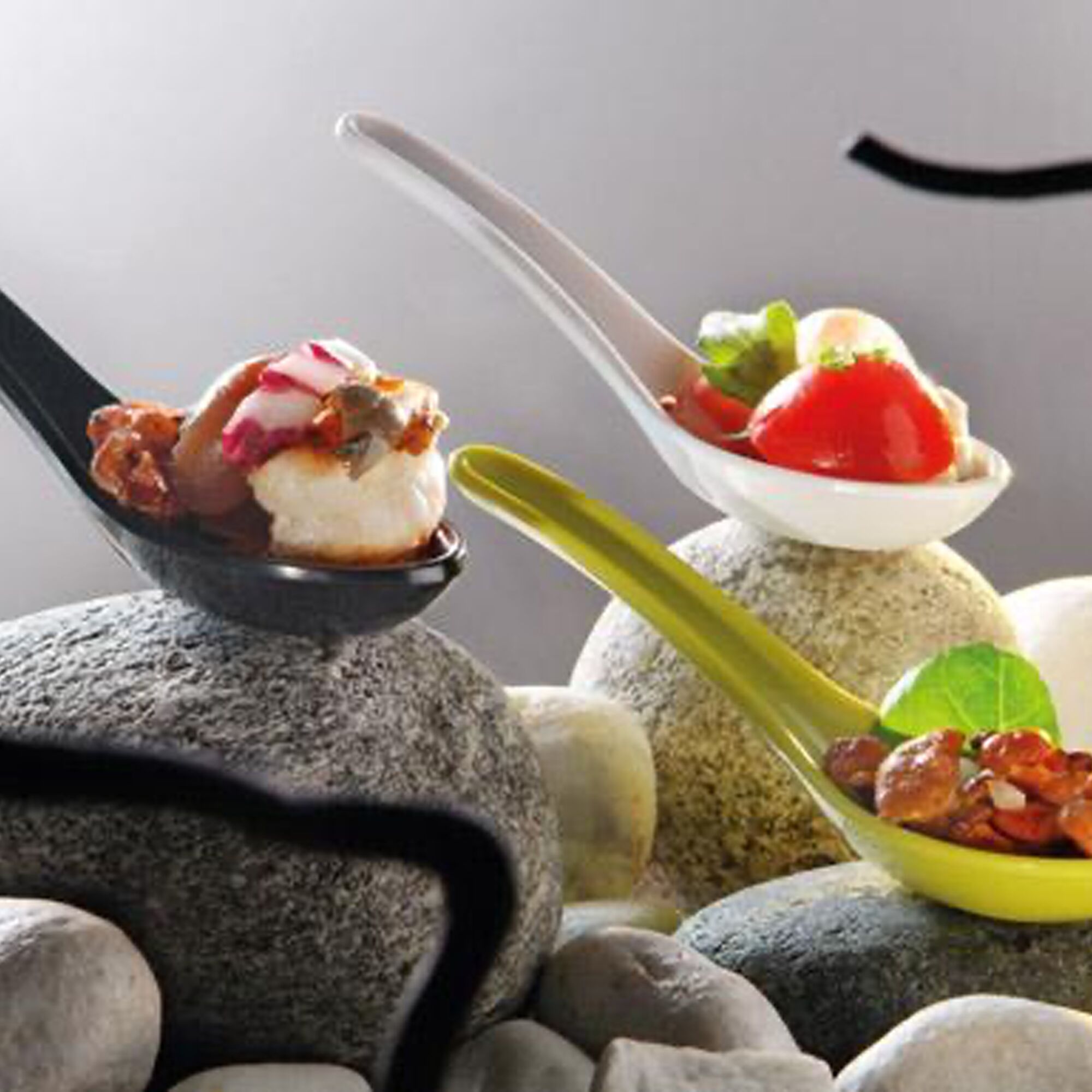 (60 pièces) Cuillères à finger food - HONG KONG - mélamine - longueur : 130 mm