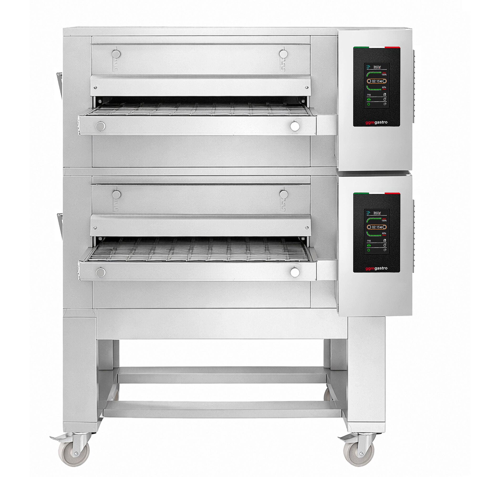 (2 pièces) Four à convoyeur électrique - 1400 x 2000 mm - écran tactile - Largeur de bande : 650 mm - avec support inclus
