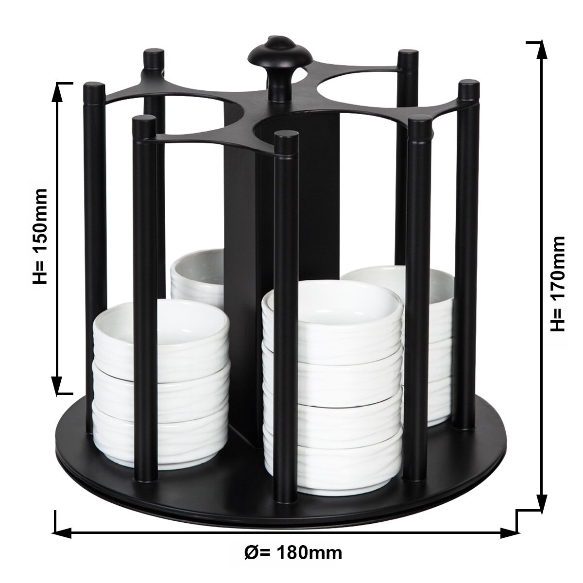 Jam Etagere / Buffet Stand - rotating - Stainless steel, powder-coated - Black - Height: 170mm