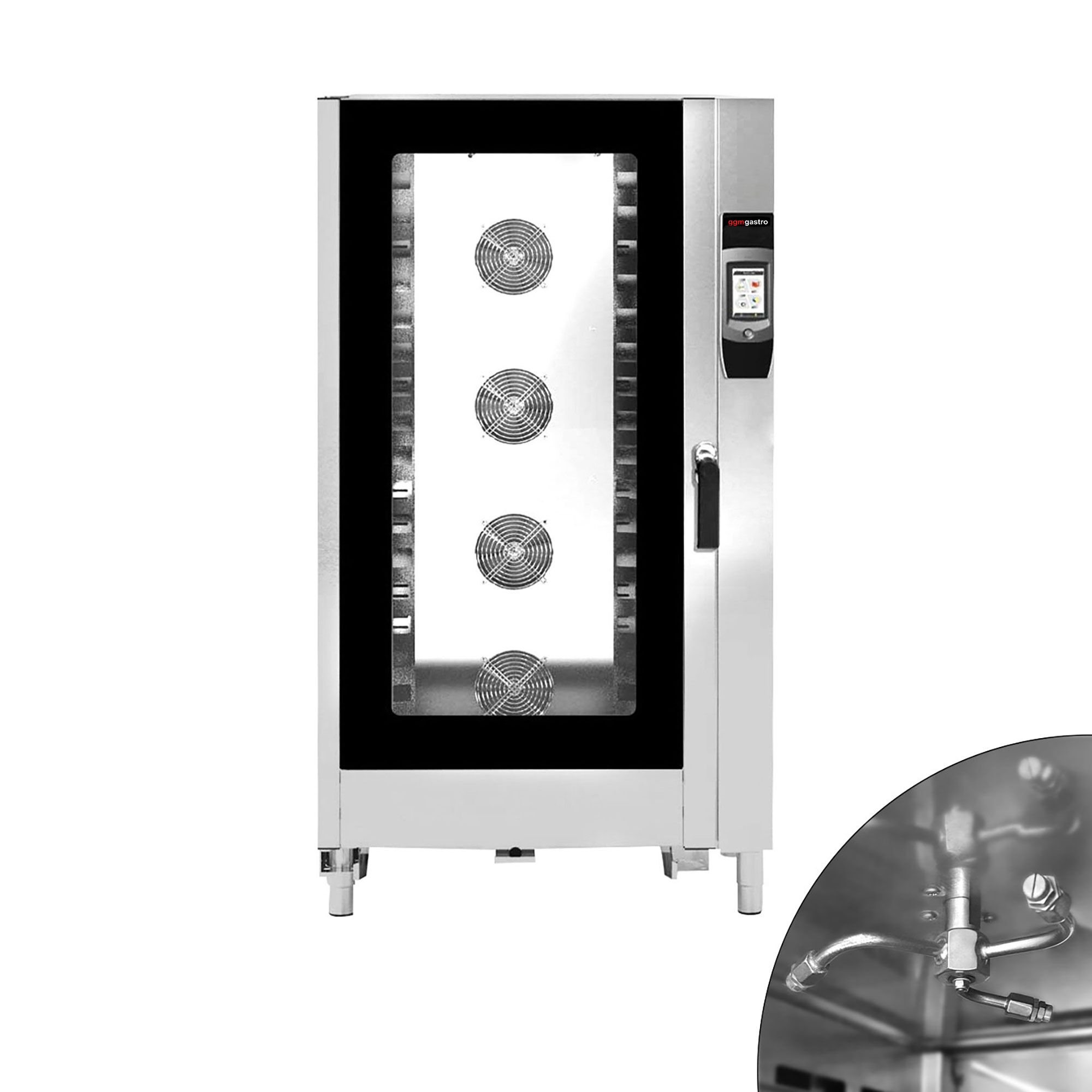 Bakery-Electric Commercial Combi Oven - Touchscreen Controls - 16x EN 600x400 - 7" touchscreen - incl. Automatic washing system & Core temperature probe