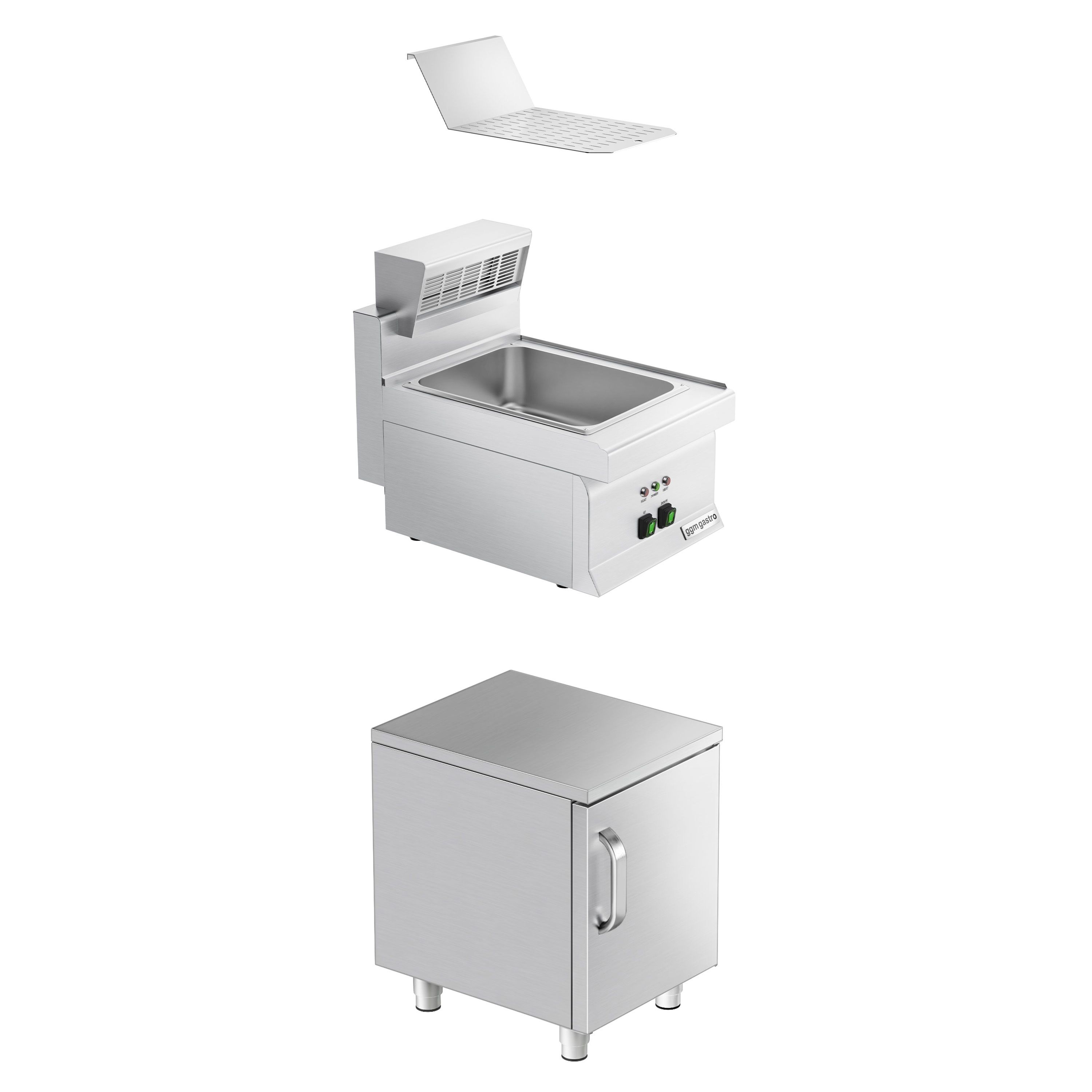 Elektrische Friteswarmer - 1,17kW - 1x GN 1/2 - op onderkast - met 1 deur