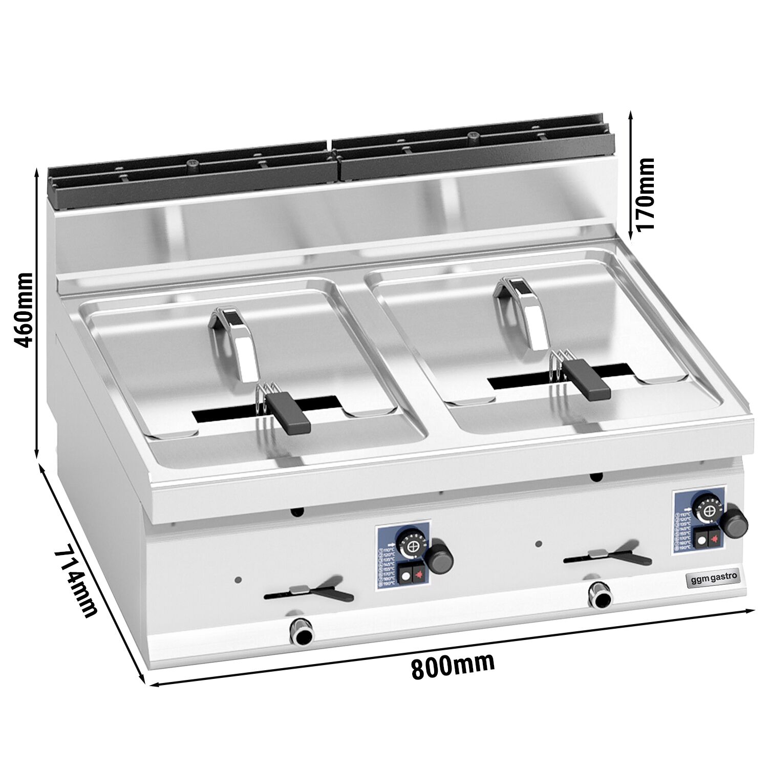 Friteuse à gaz double - 10 + 10 litres - 13,8 kW