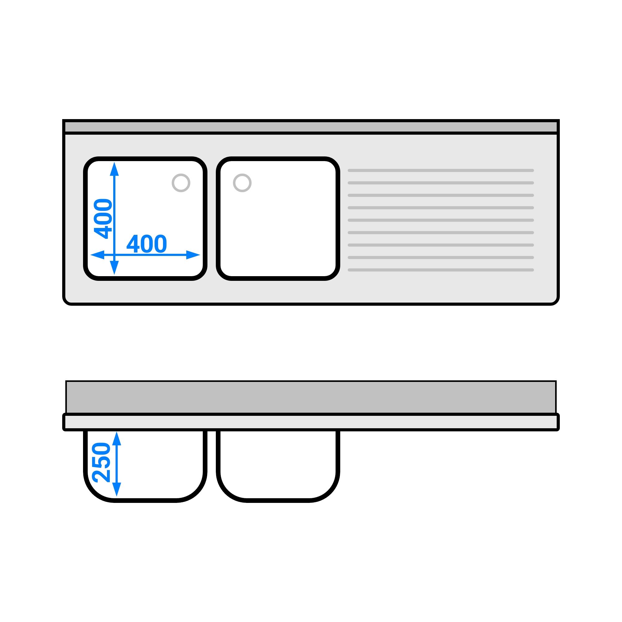 Plonge en inox PREMIUM - 1600x600mm - avec étagère basse - 2 bacs à gauche