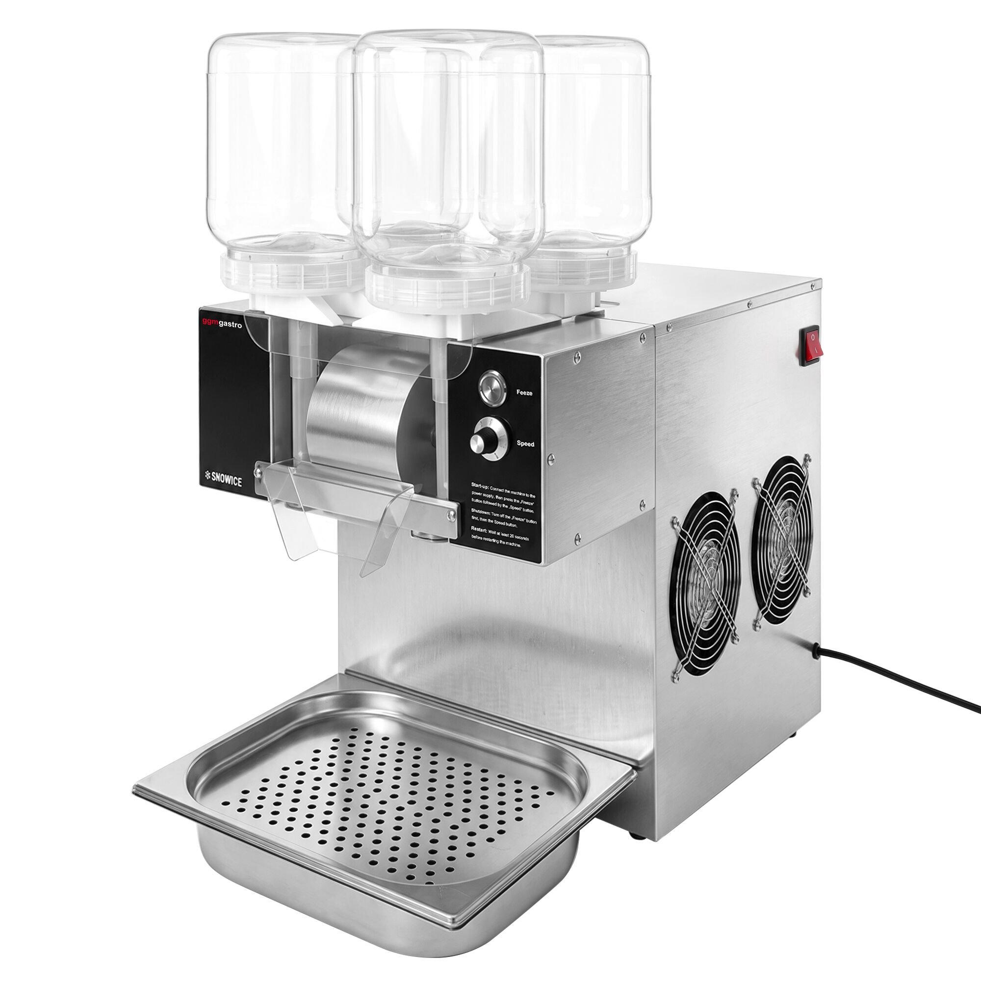 Profesionální Stroj na Bingsu / Výrobník Sněhové Tříště - 120 kg/24h - 4x 2,5 Litru - Nerezová Ocel