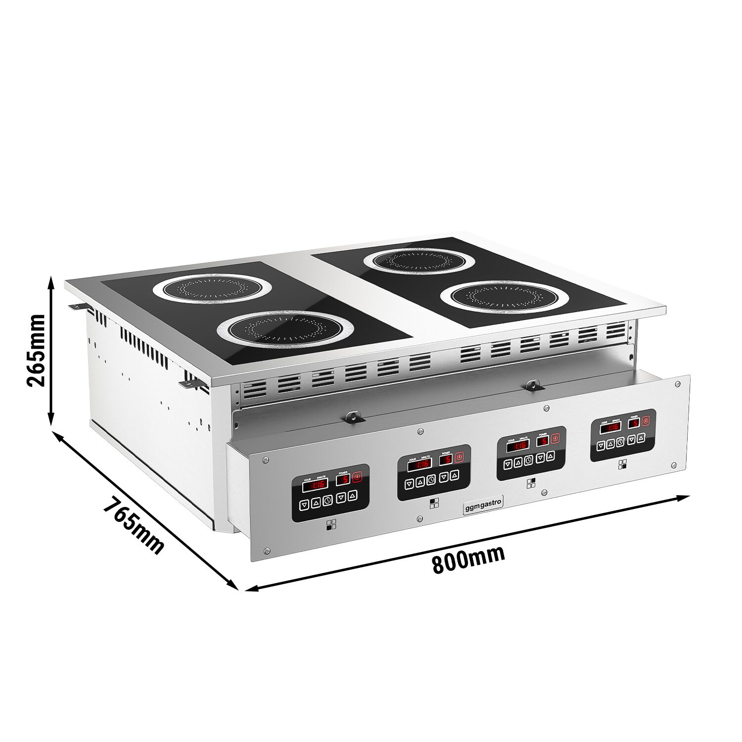 Fourneau à induction - 12kW - 4 foyers - encastrable