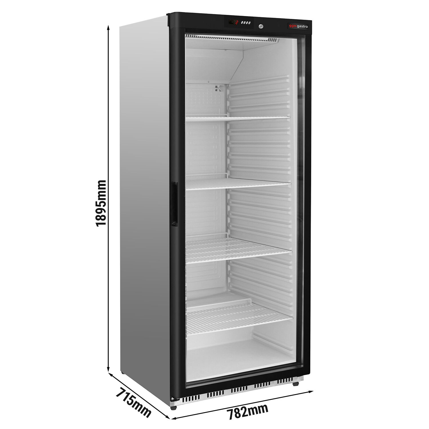 Armoire réfrigérée vitrée positive Inox AISI 304 PREMIUM - 600 L - avec 1 porte vitrée & 4 grilles - Classe climatique 4