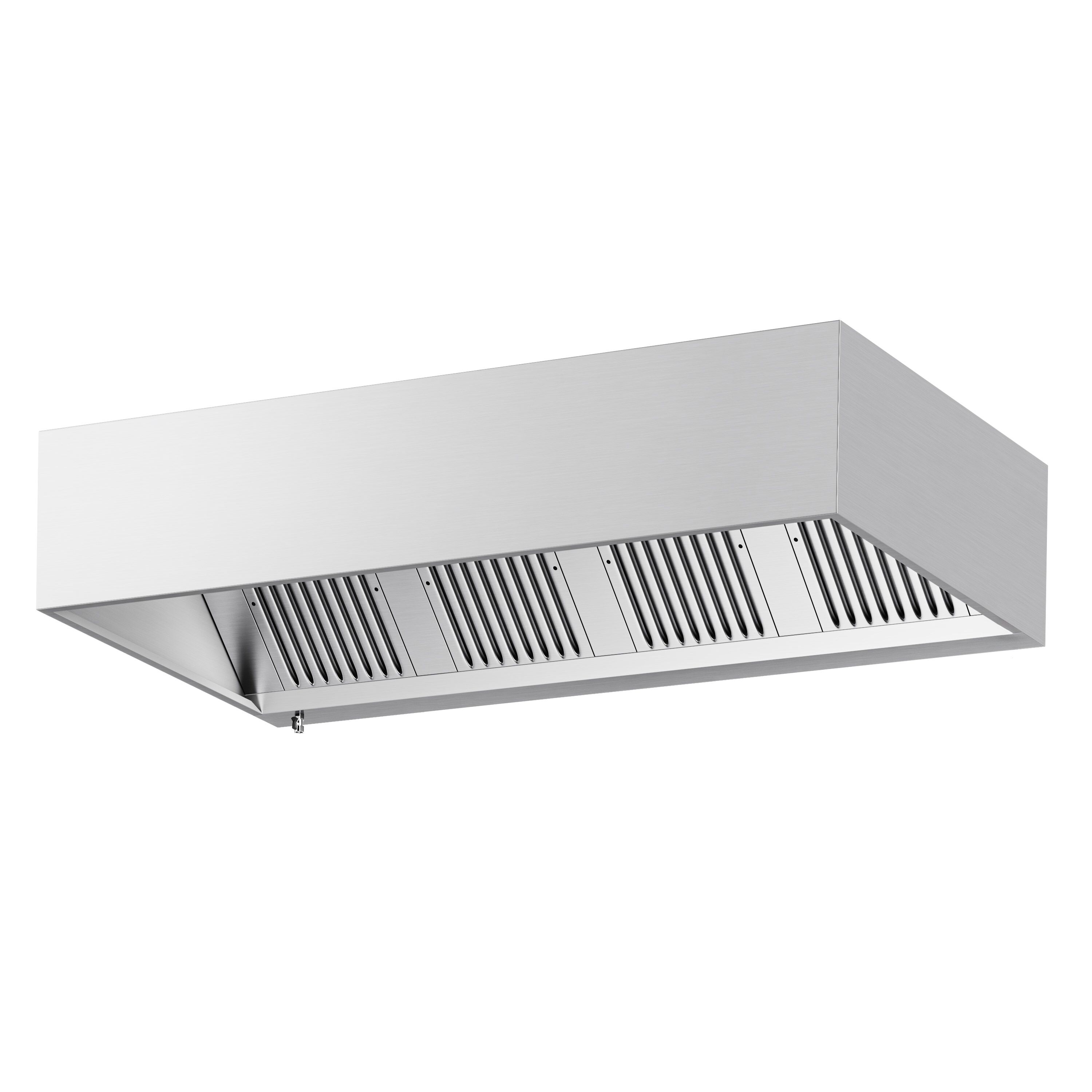 Hotte à adosser professionnelle - Profondeur 1100 - 2200mm - sans moteur - avec filtres et éclairage