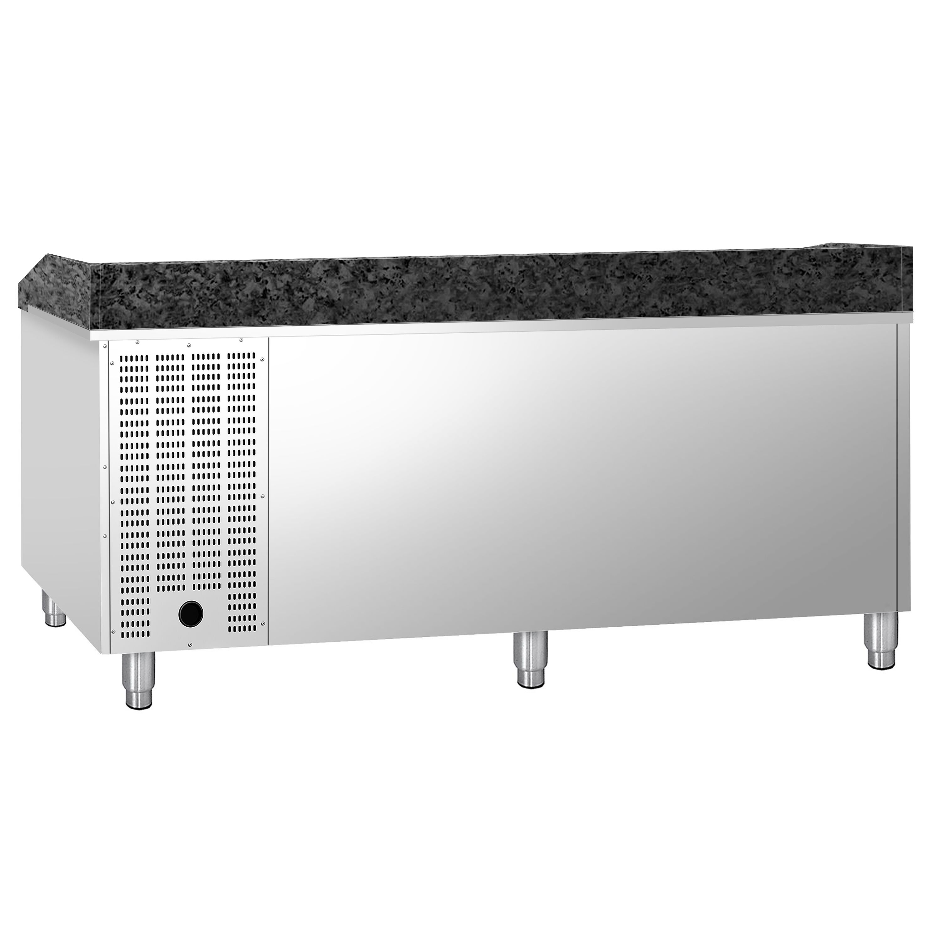 Commercial Pizza Prep Counter - Granite Top PREMIUM - 2025x800mm - with 2 doors & 7 drawers