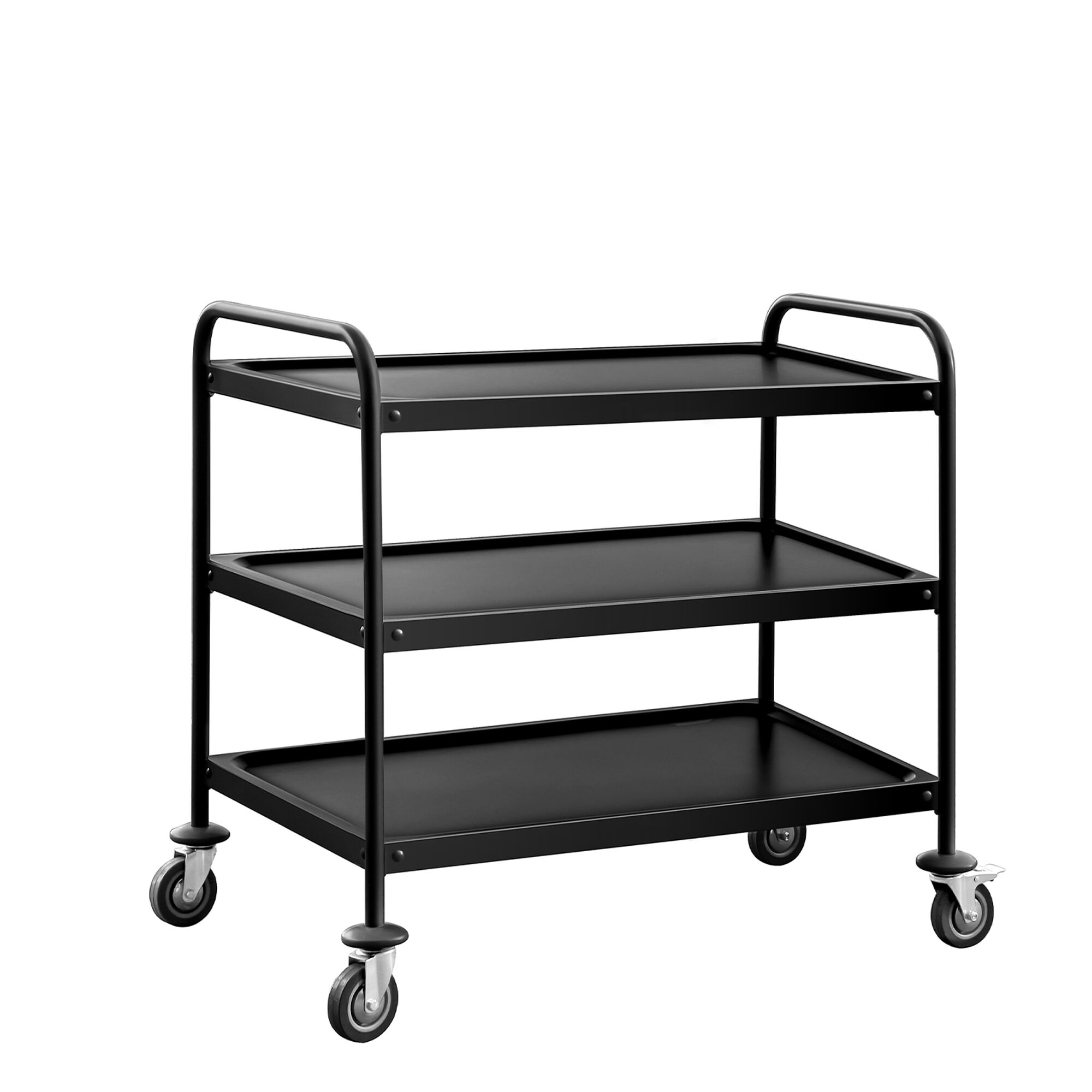 Chariot de service – 1000x600 mm – avec 3 surfaces de rangement – Noir
