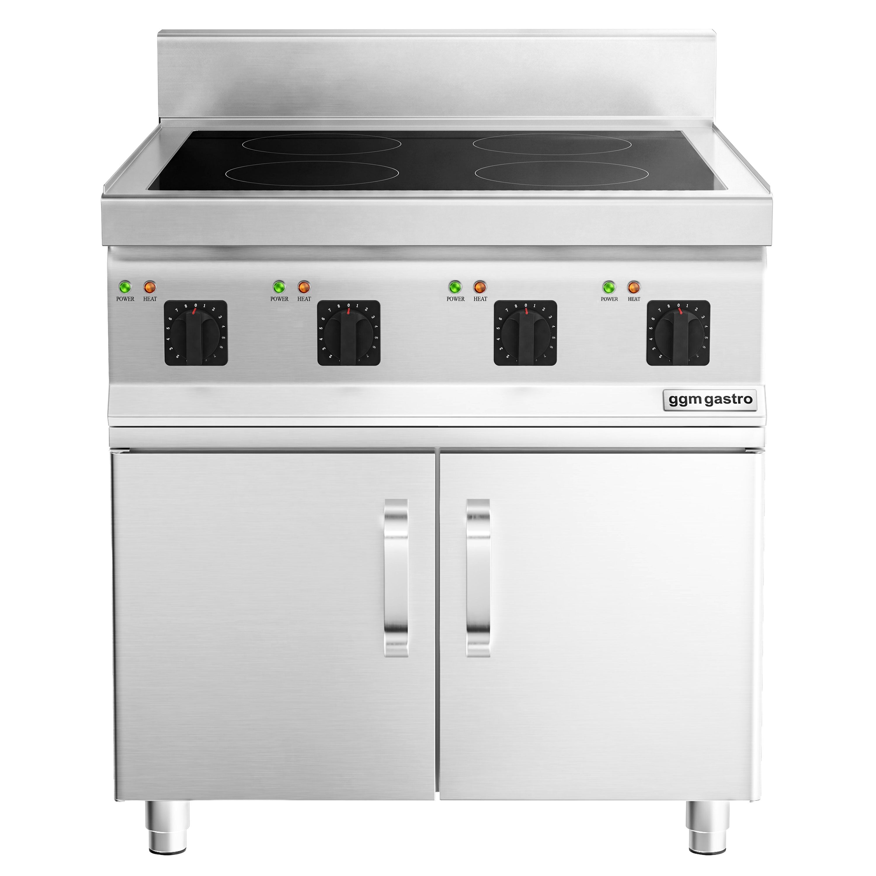 Cuisinière à induction - 14 kW - 4 plaques de cuisson - incl. meuble bas avec 2 portes