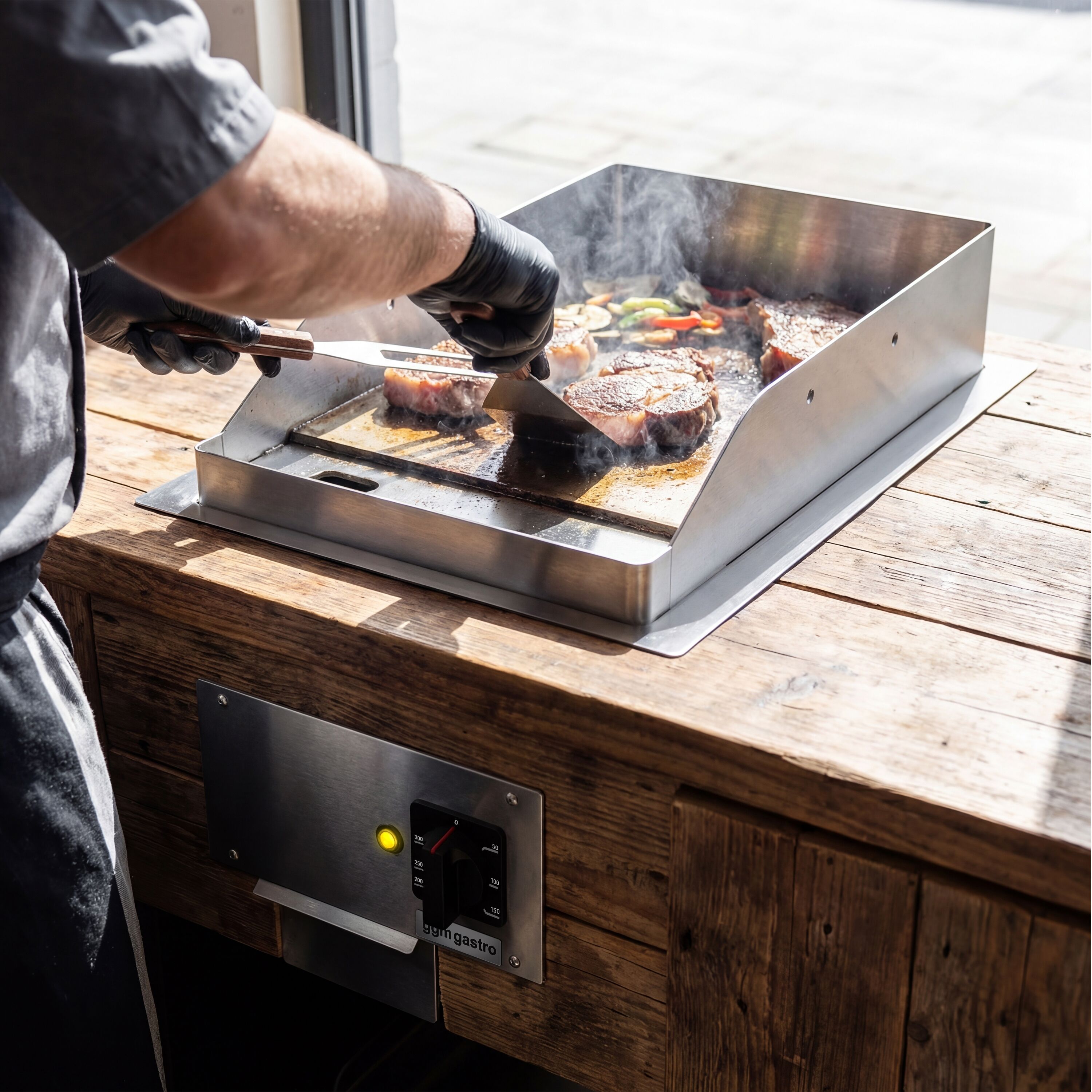 Plancha électrique - plaque acier - 4,5 kW - Lisse - Surface de cuisson : 344x484mm