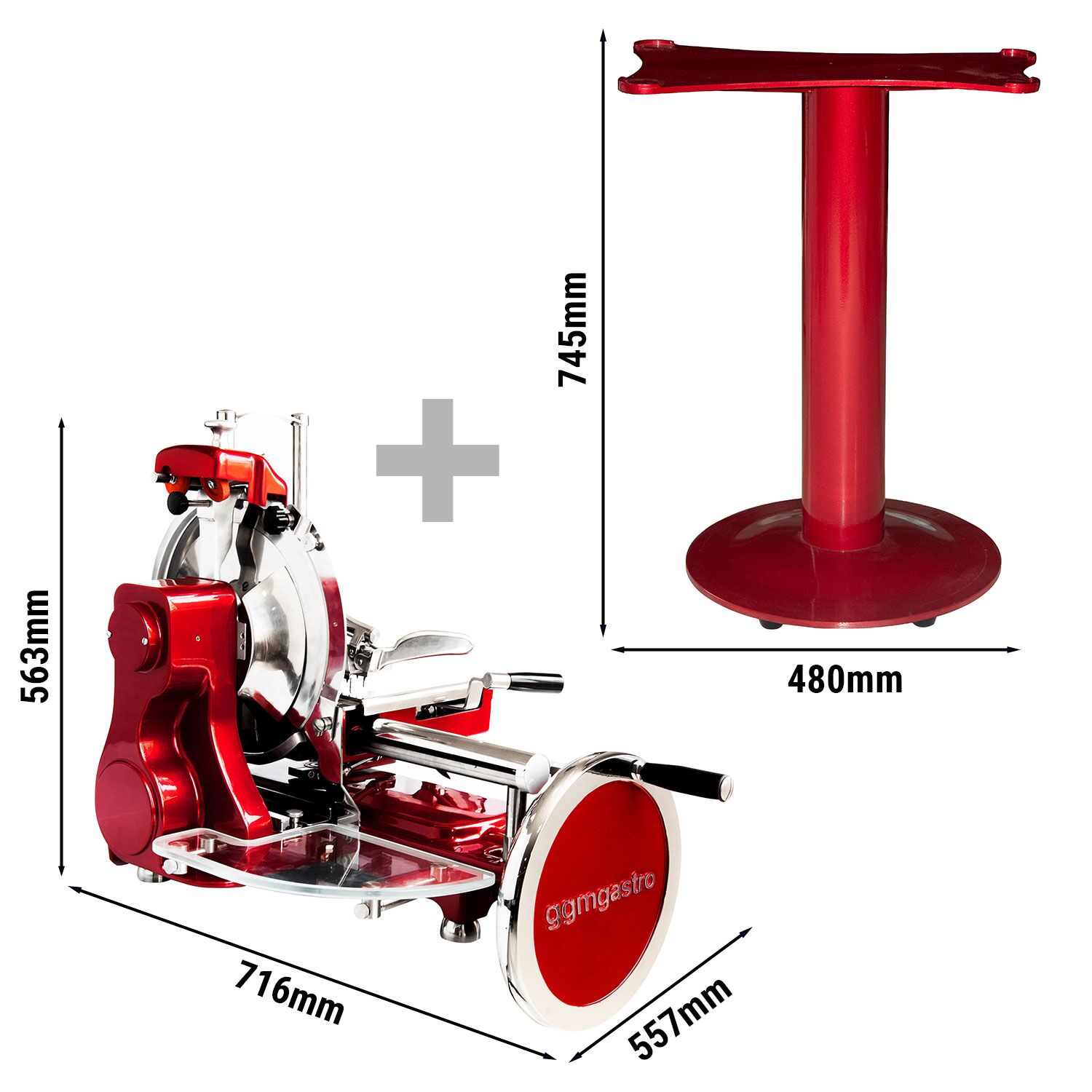 Trancheuse à volant - Lame : Ø 300mm - Rouge - avec piétement