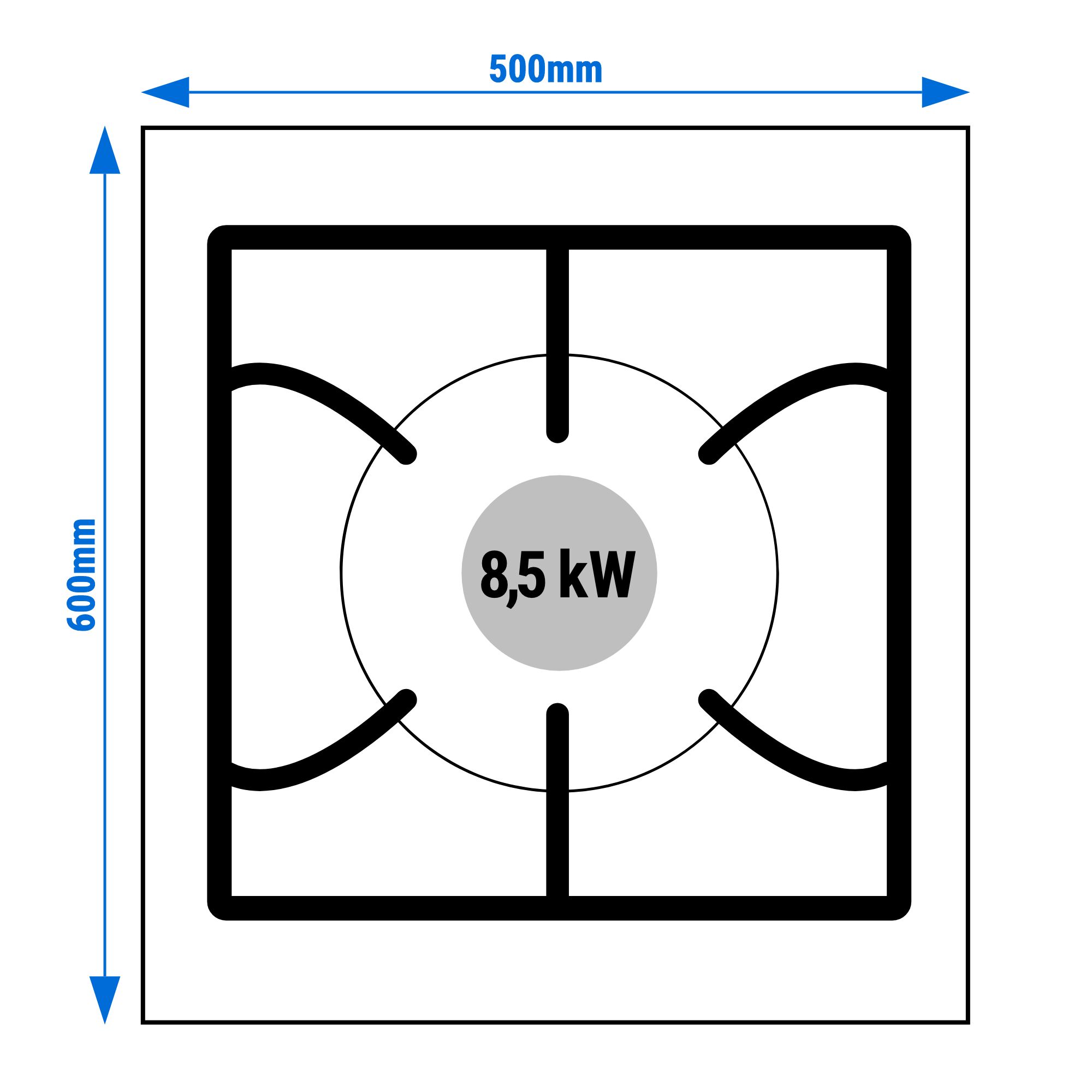Fourneau à gaz – 8,5 kW – 1 brûleur – ouvert avec socle de base & tiroir de récupération