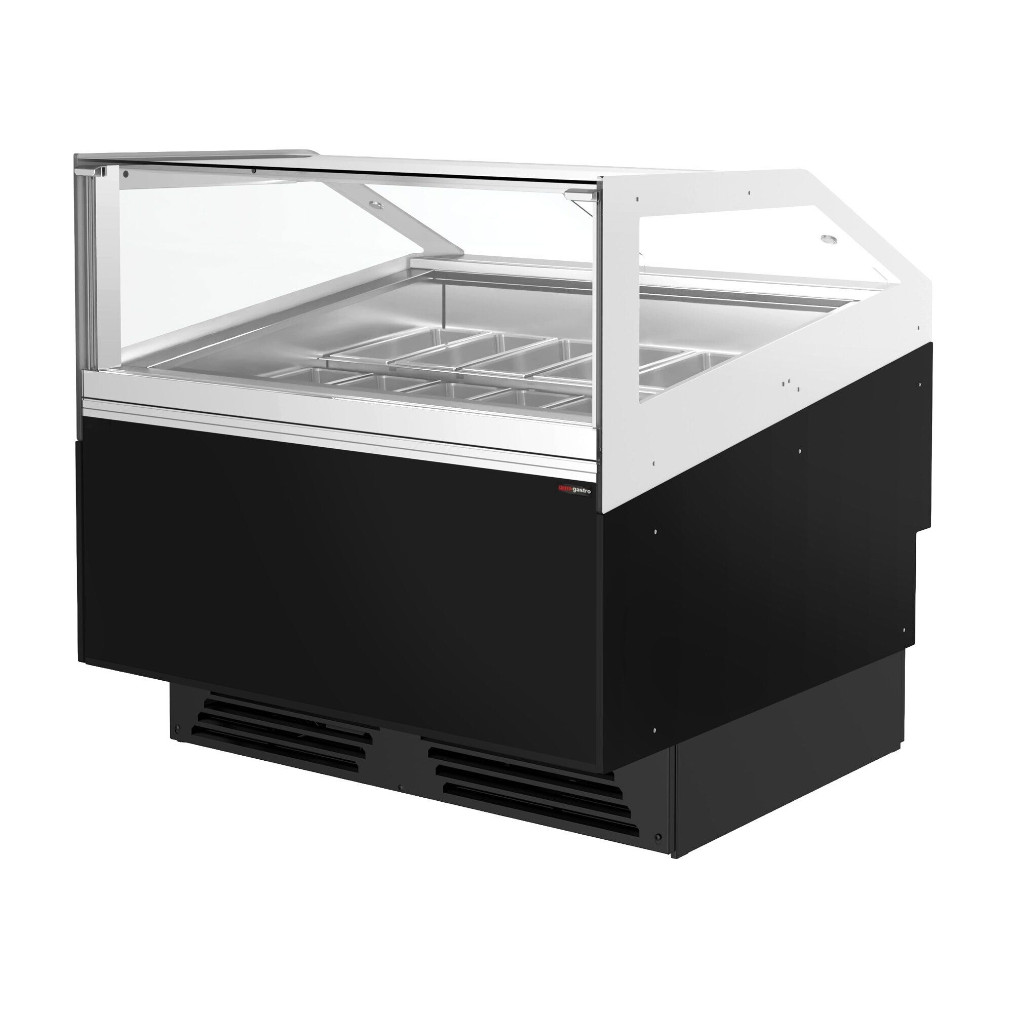 Vitrine à glace ADAM – 1200 mm – refroidissement ventilé – pour 12 bacs à glace de 5 litres ou 8 bacs de 7 litres – Noir