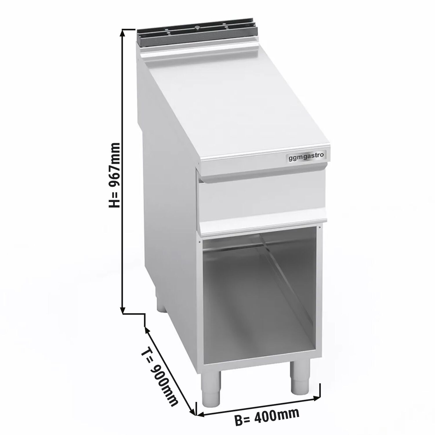 Neutral Element - with Drawer Lorenzo 900 - 400x900x967mm - Stainless Steel AISI 304