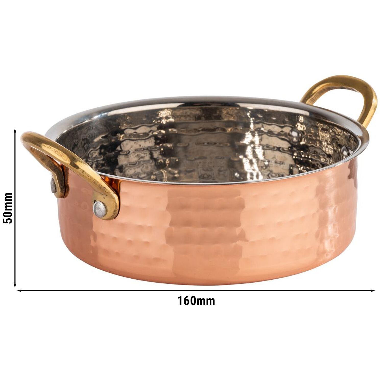 (6 pcs) Mini poêlon MUMBAI - Acier inoxydable - 0,7L - Ø16 cm - Hauteur:50mm - Cuivre