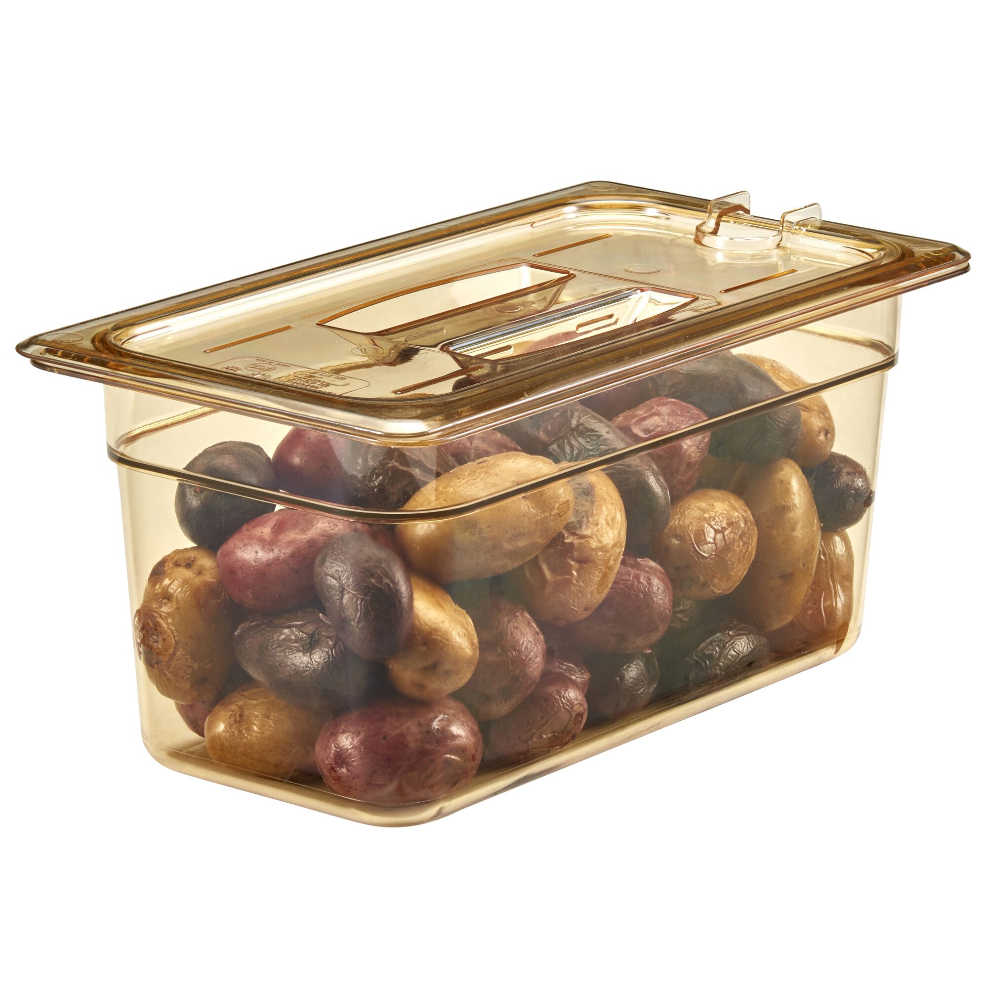 (6 Stück) CAMBRO | H-PAN™ - Hitzebeständige Deckel GN 1/3 - mit Kerbe & Griff - Bernstein