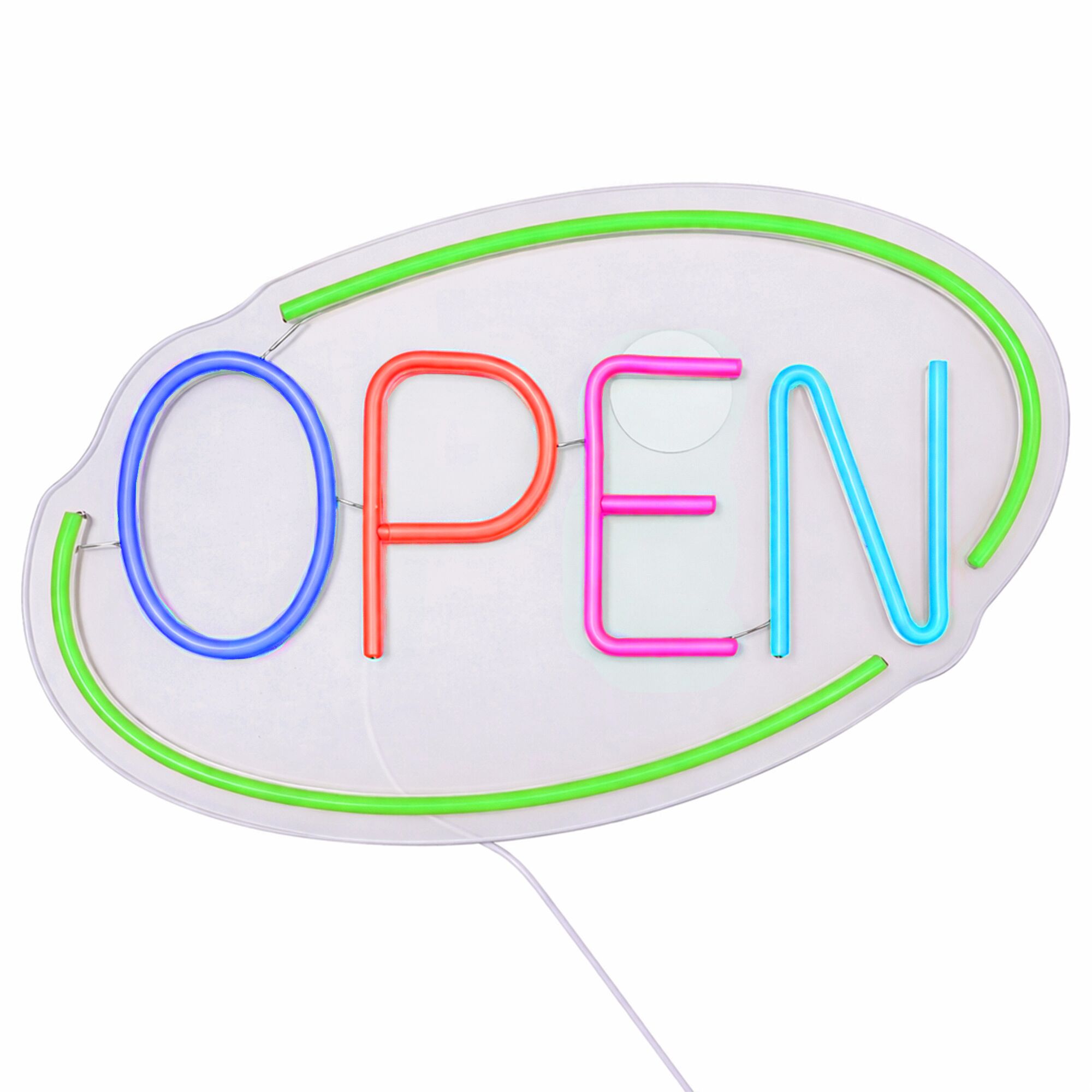 Enseigne lumineuse LED - OPEN - dimmable - Vert - Multicolore