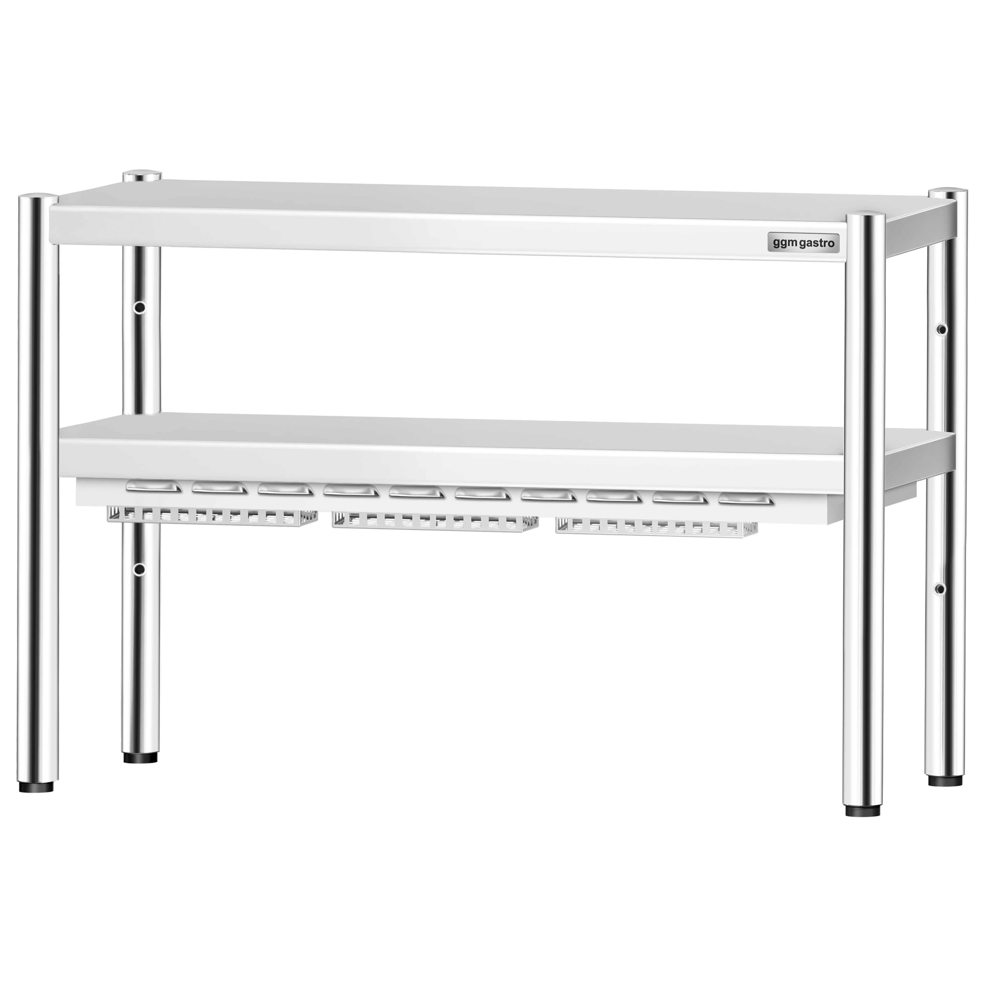 Pont chauffant PREMIUM infrarouge à résistances céramiques - 1200x370mm - 1,05kW - 2 étages chauffants, 1 étagère - réglable en hauteur