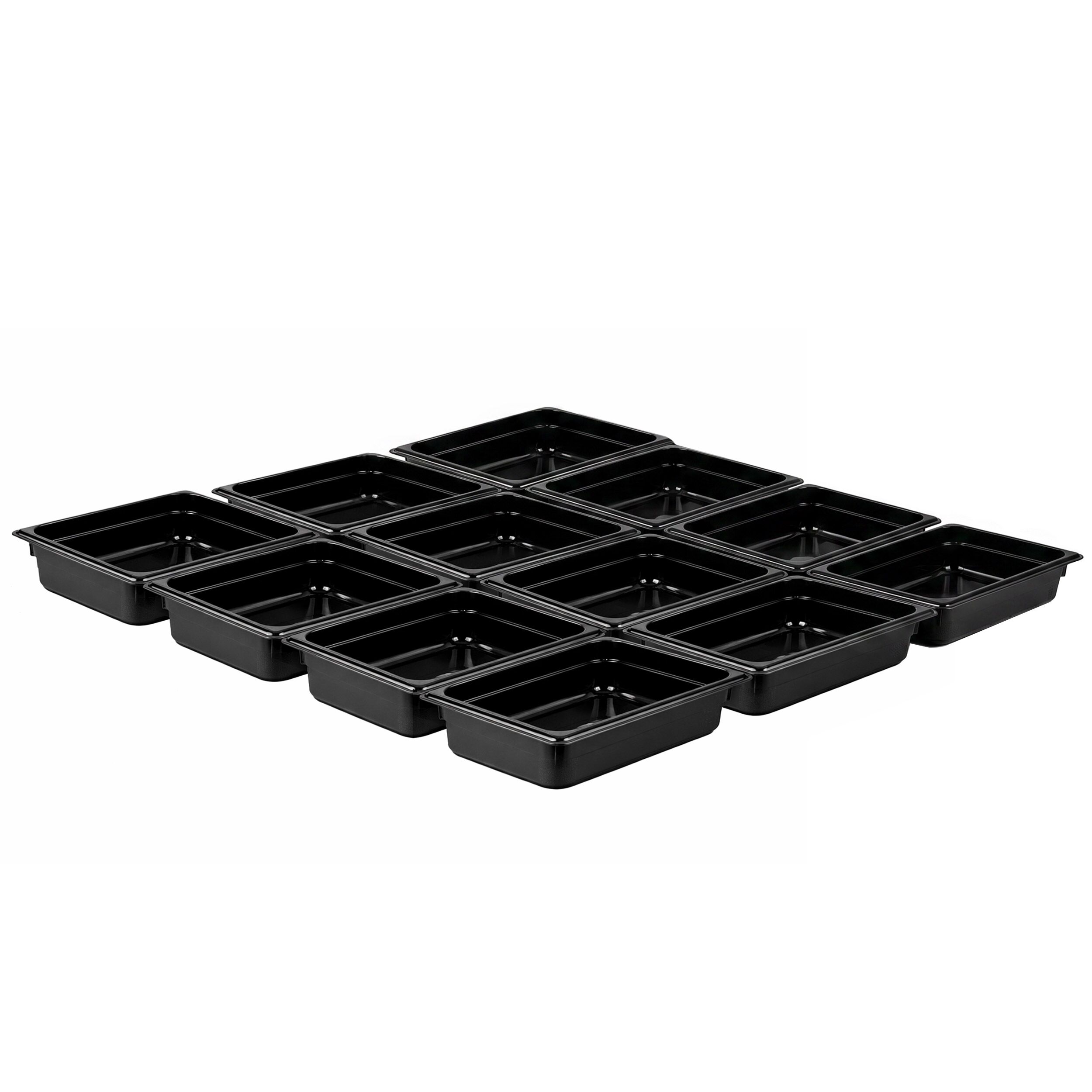 (12 pcs) Polycarbonate Container GN 1/2 - Black - 3.9L - Depth: 65mm